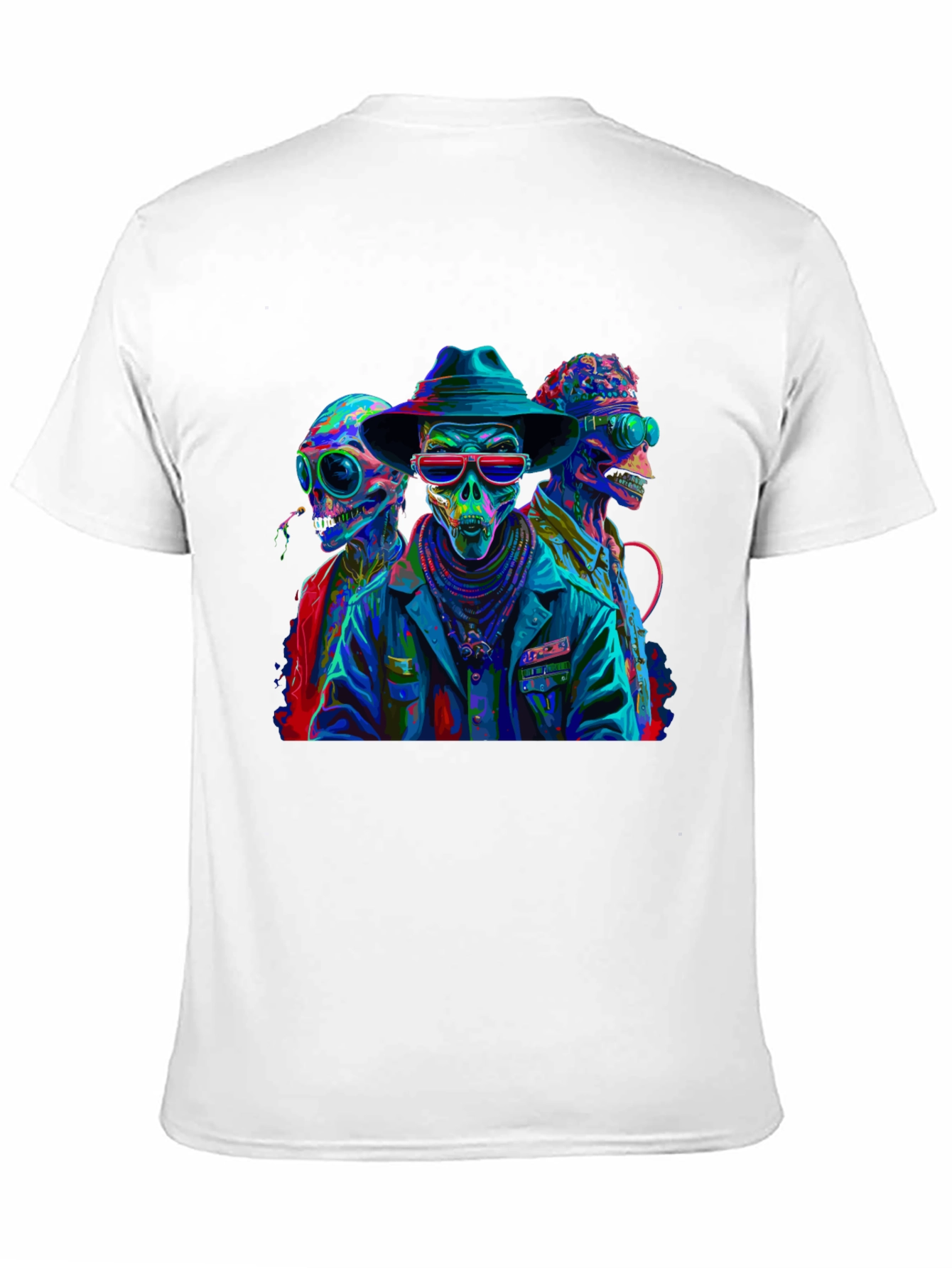 Neon Alien Skeleton Graphic T-Shirt