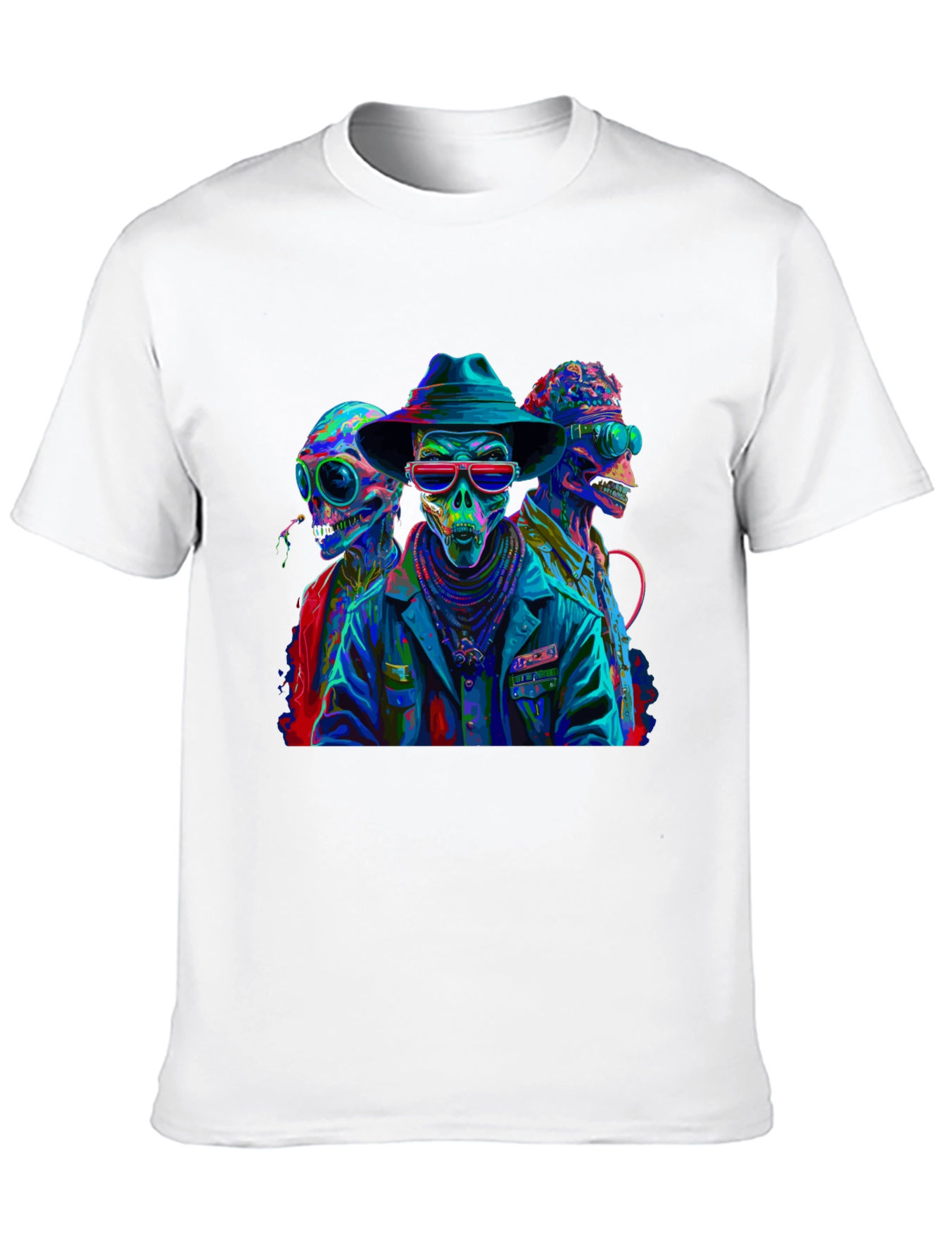 Neon Alien Skeleton Graphic T-Shirt