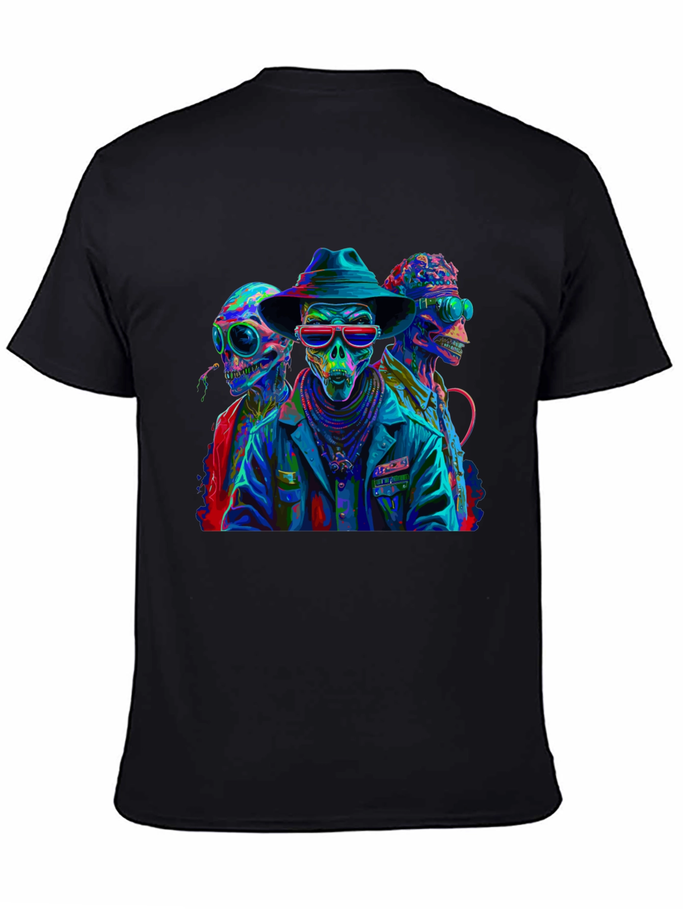 Neon Alien Skeleton Graphic T-Shirt