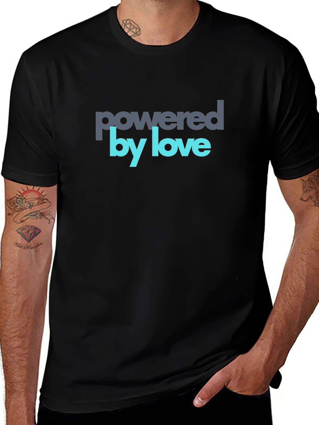 Powered by Love Graphic Tee - Soft Cotton Blend