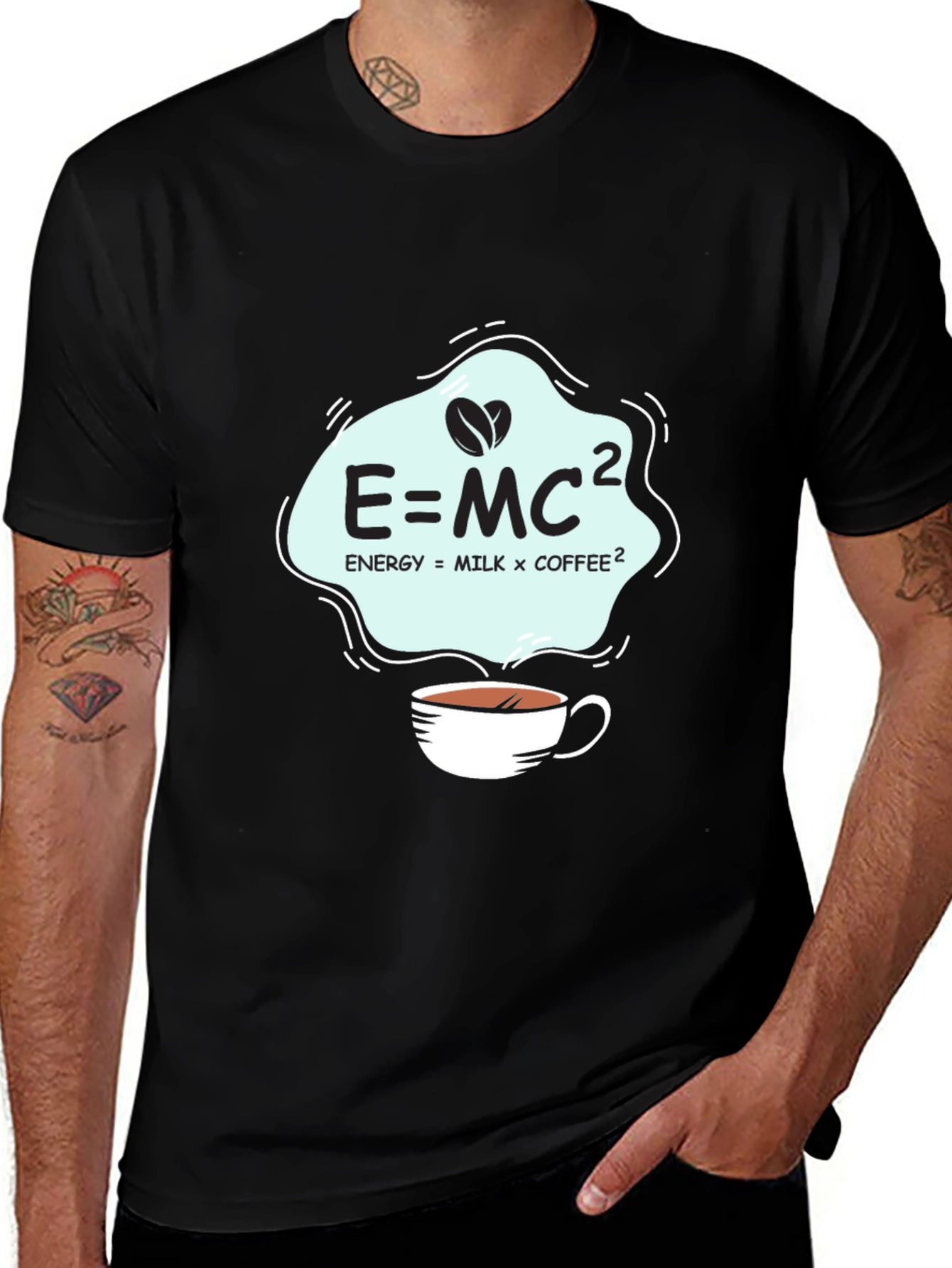 Science of Coffee T-Shirt E=MC2 Black Cotton Tee