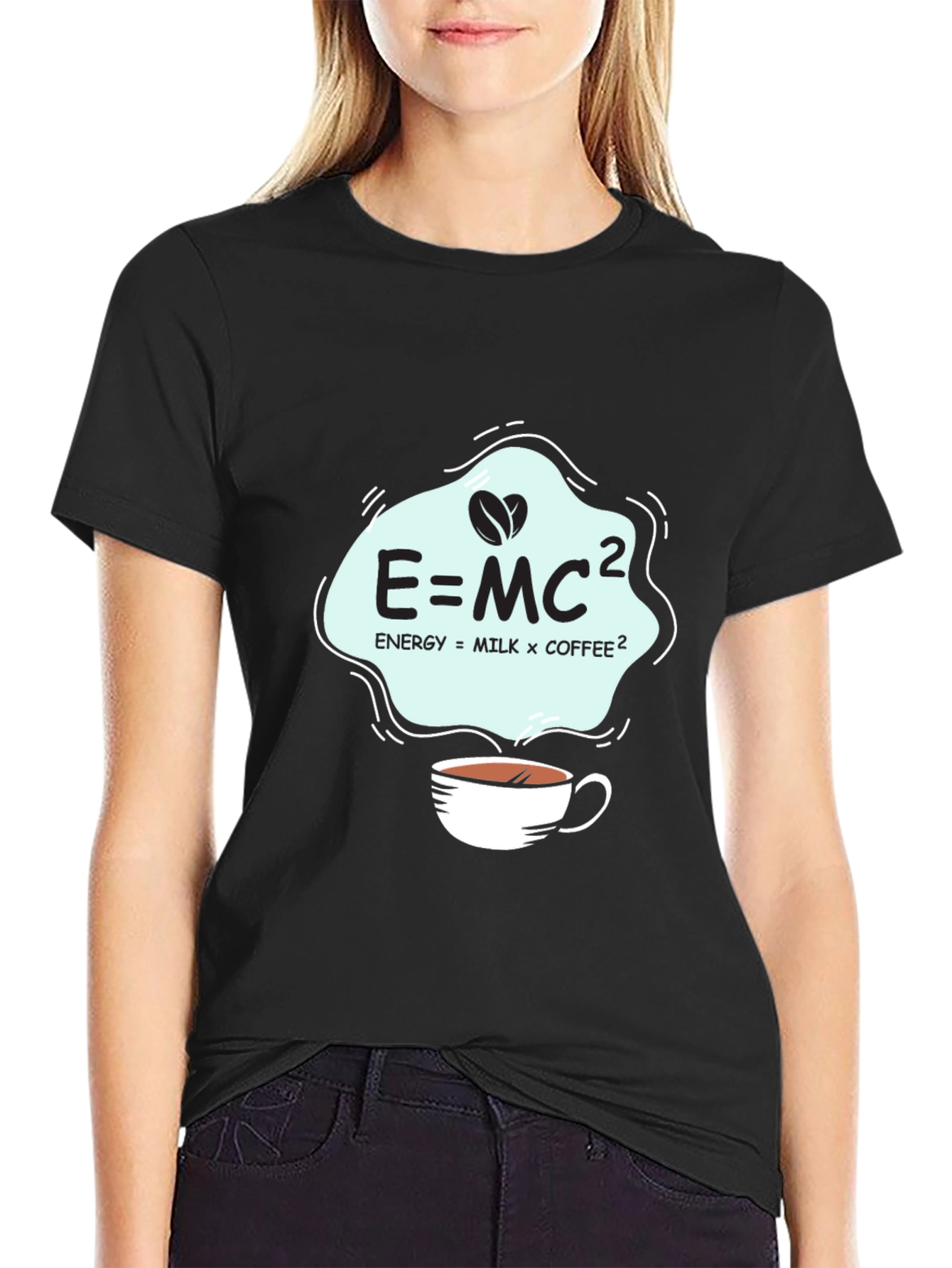 Science of Coffee T-Shirt E=MC2 Black Cotton Tee