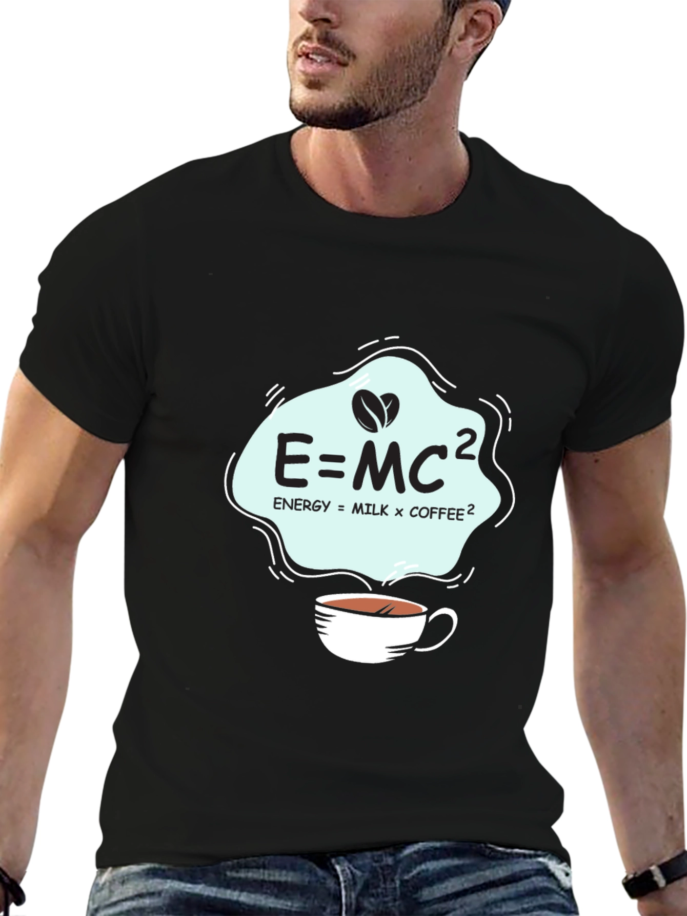 Science of Coffee T-Shirt E=MC2 Black Cotton Tee