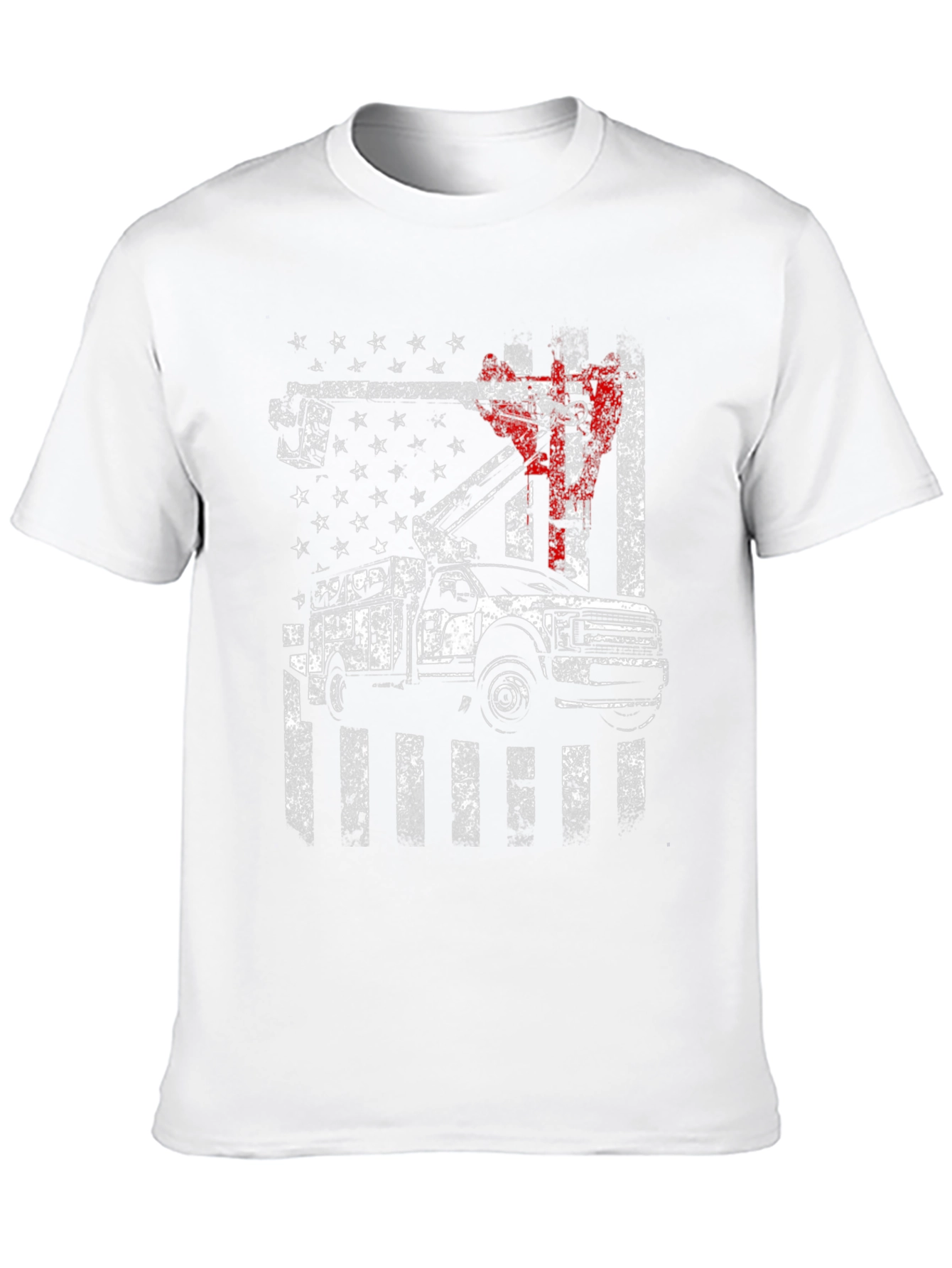 Lineman American Flag Truck Black T-Shirt