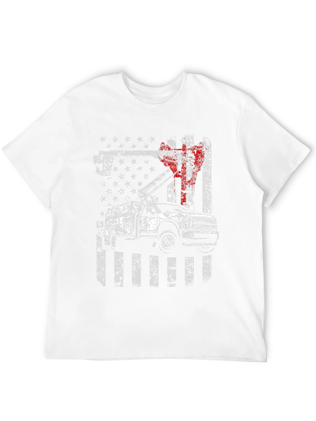 Lineman American Flag Truck Black T-Shirt
