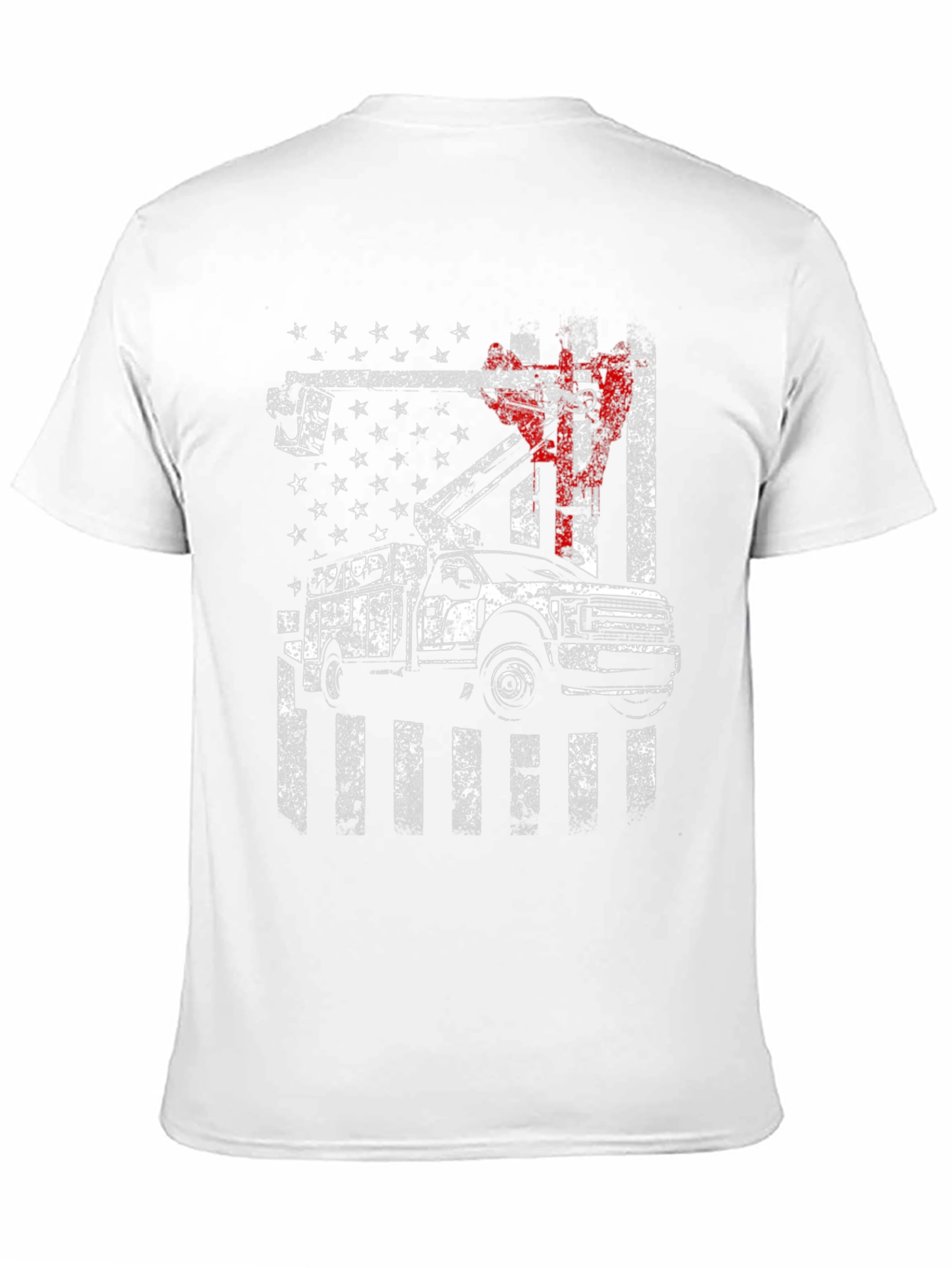 Lineman American Flag Truck Black T-Shirt
