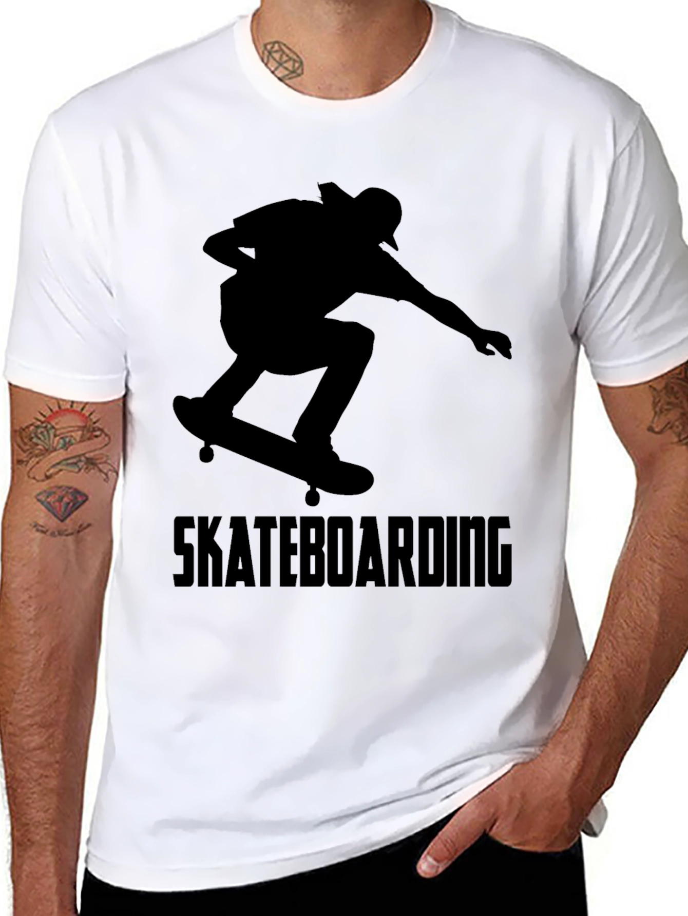 Skateboarding Graphic Tee - Black