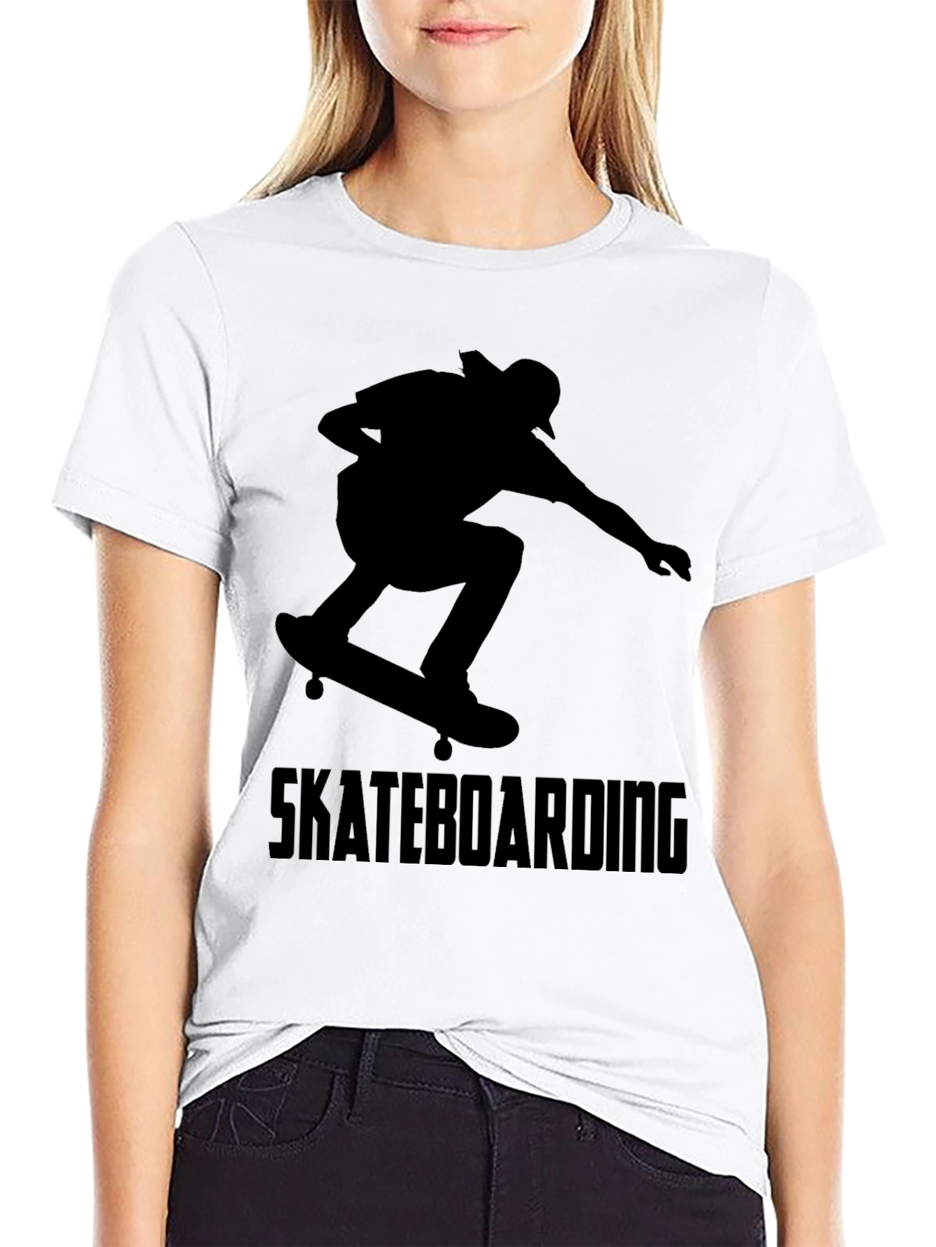 Skateboarding Graphic Tee - Black