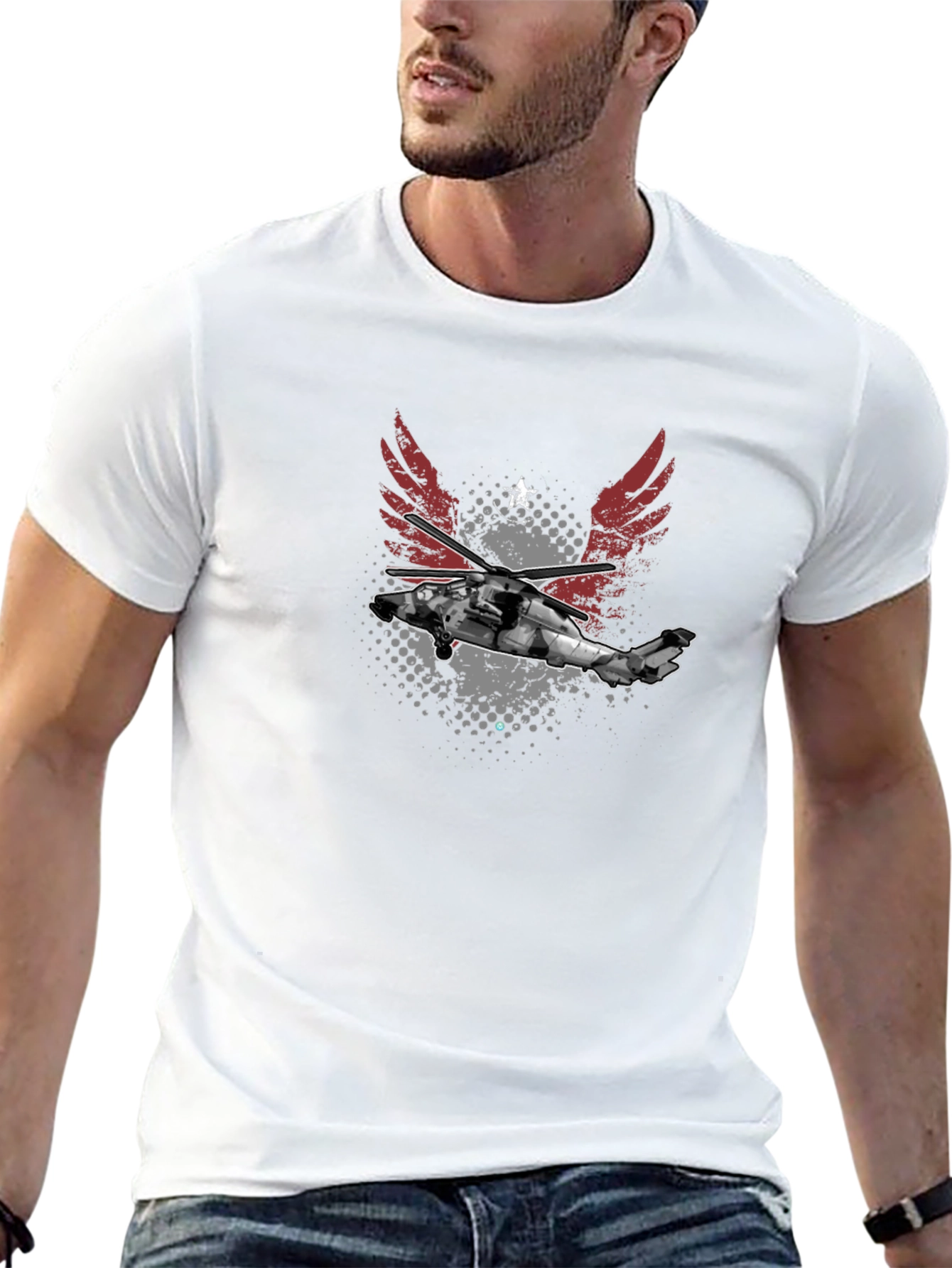 Black Helicopter Graphic Tee - Aviation Style