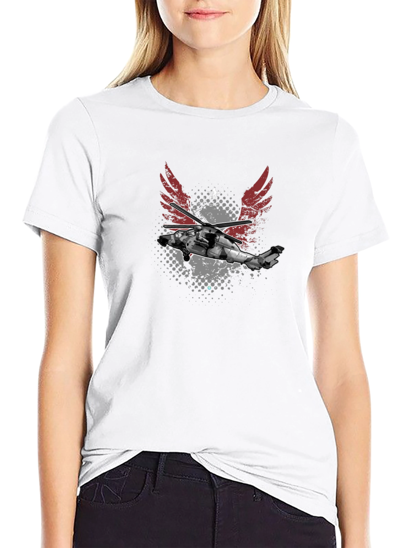 Black Helicopter Graphic Tee - Aviation Style