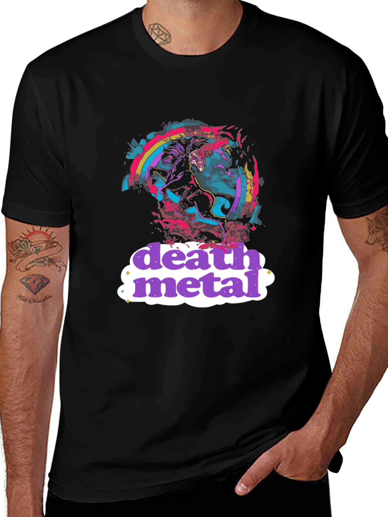 Death Metal T-Shirt Black Graphic Tee Novelty Shirt