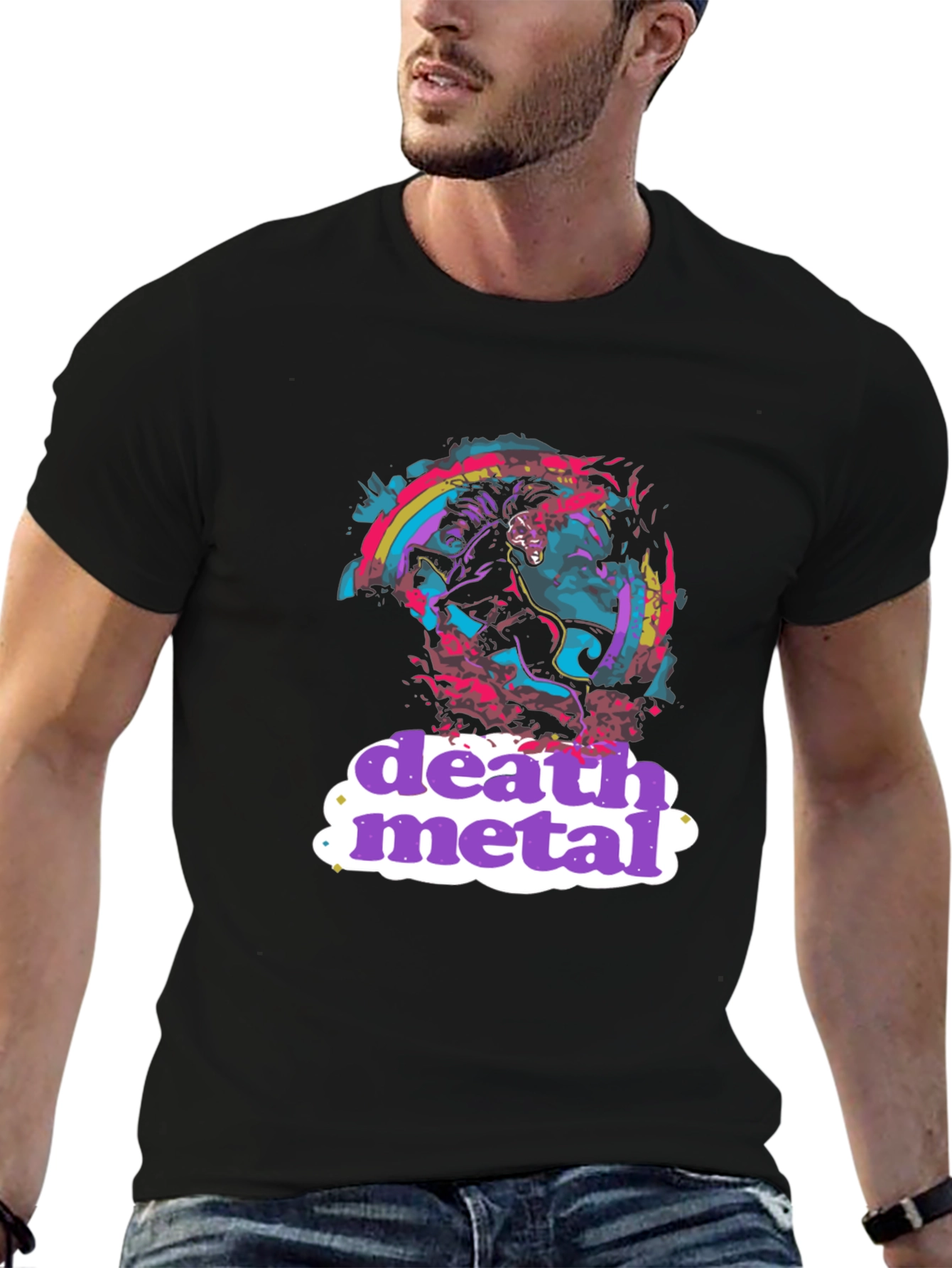 Death Metal T-Shirt Black Graphic Tee Novelty Shirt