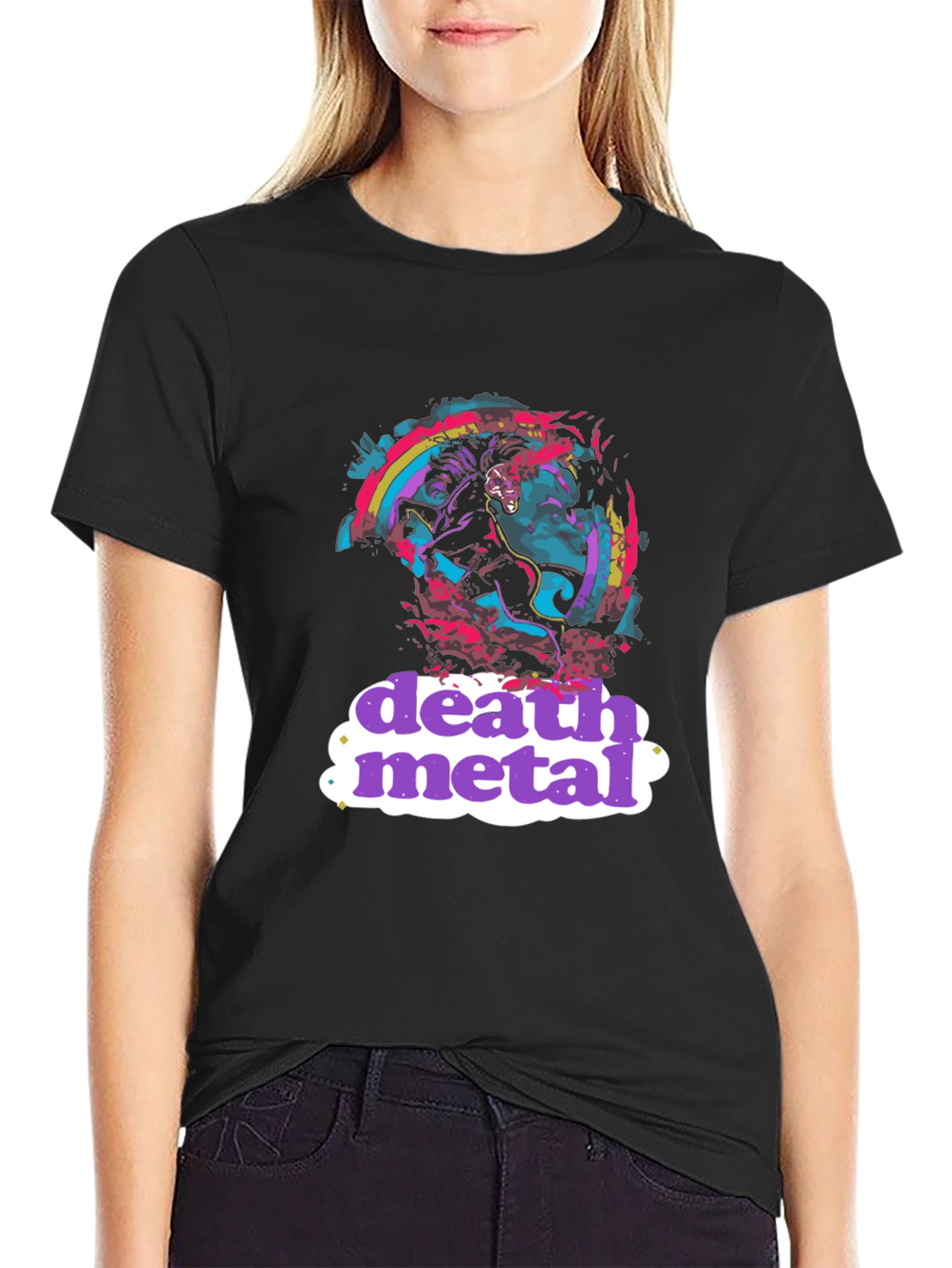 Death Metal T-Shirt Black Graphic Tee Novelty Shirt