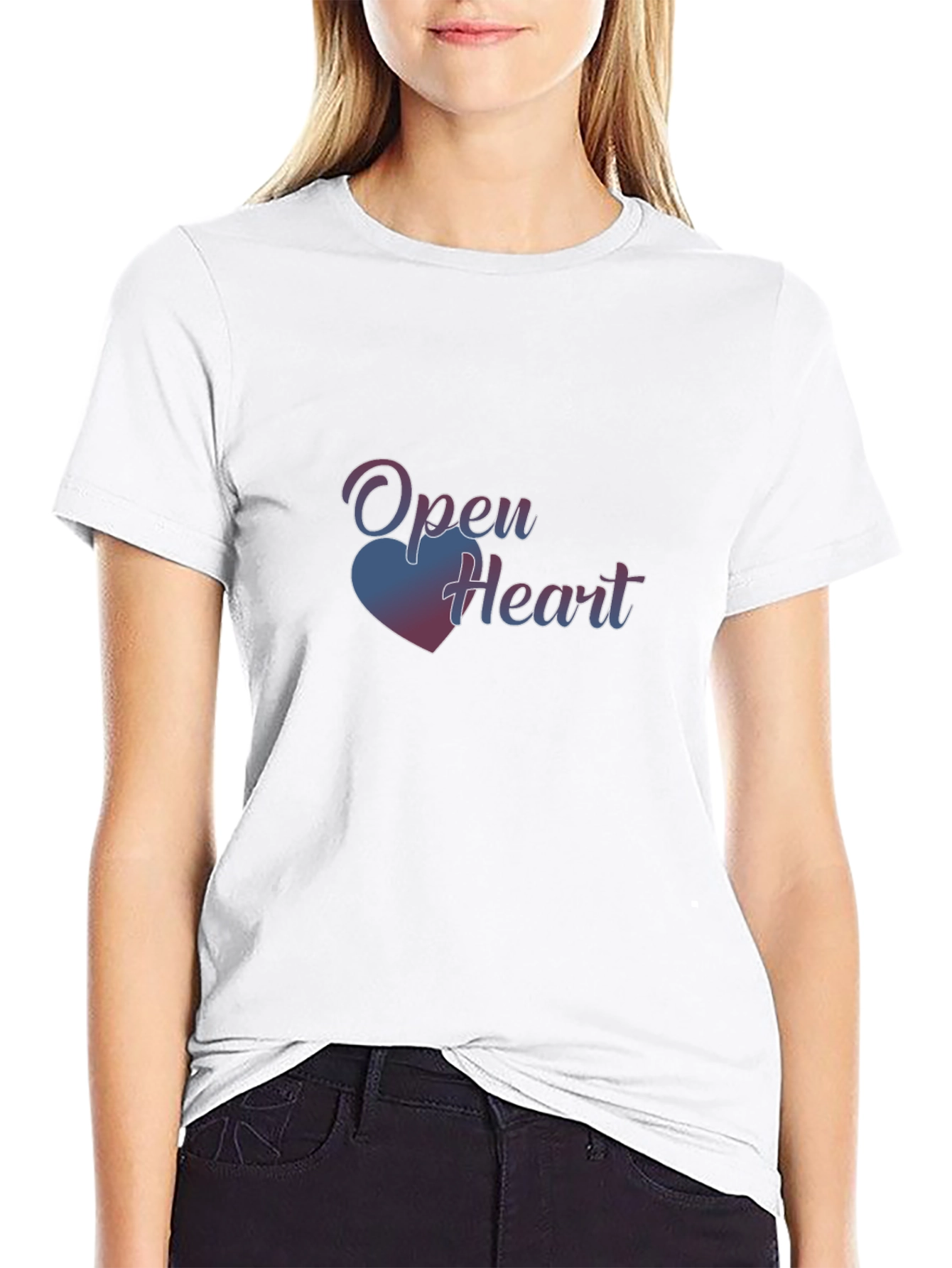 Open Heart Graphic Tee - Black Casual T-Shirt