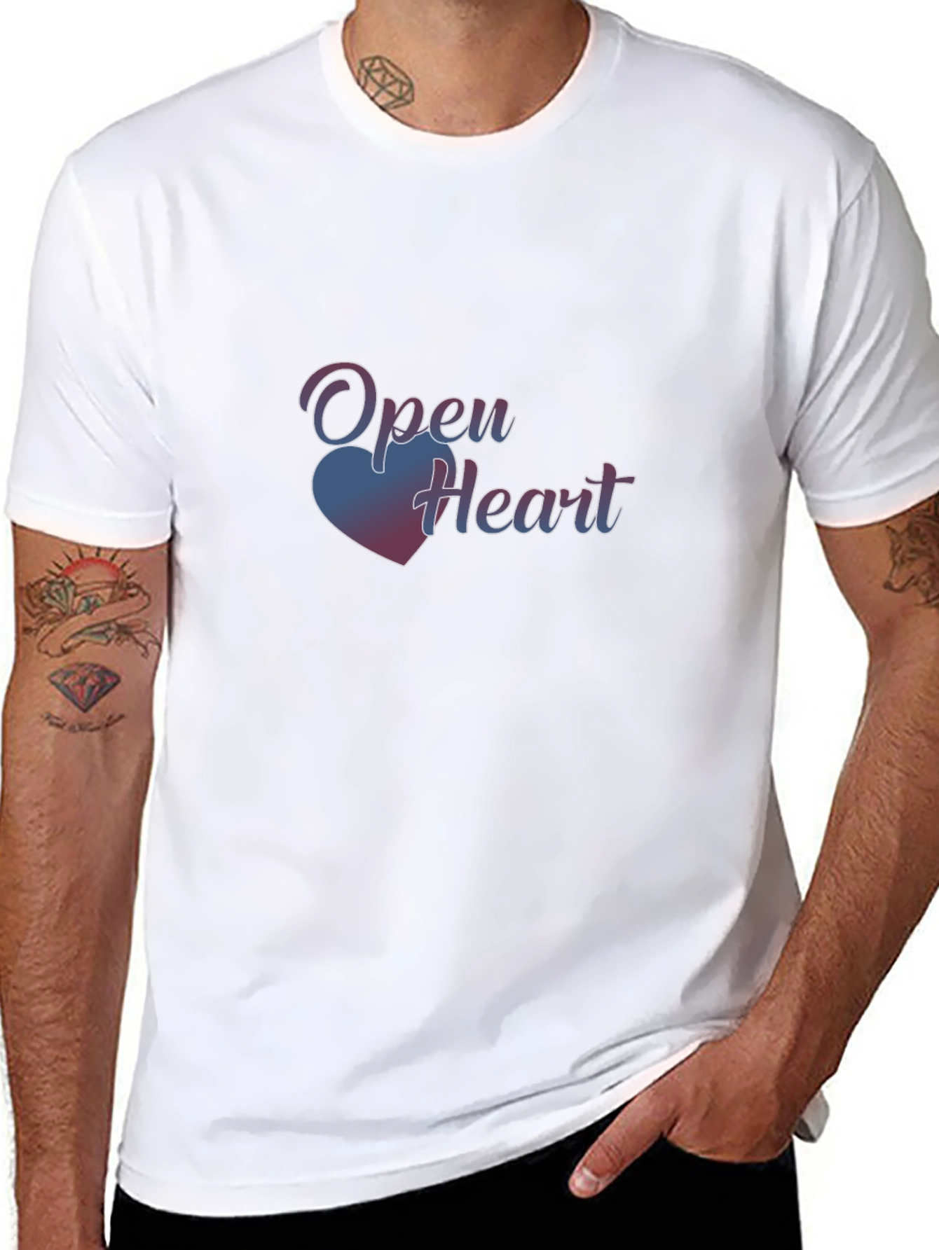 Open Heart Graphic Tee - Black Casual T-Shirt
