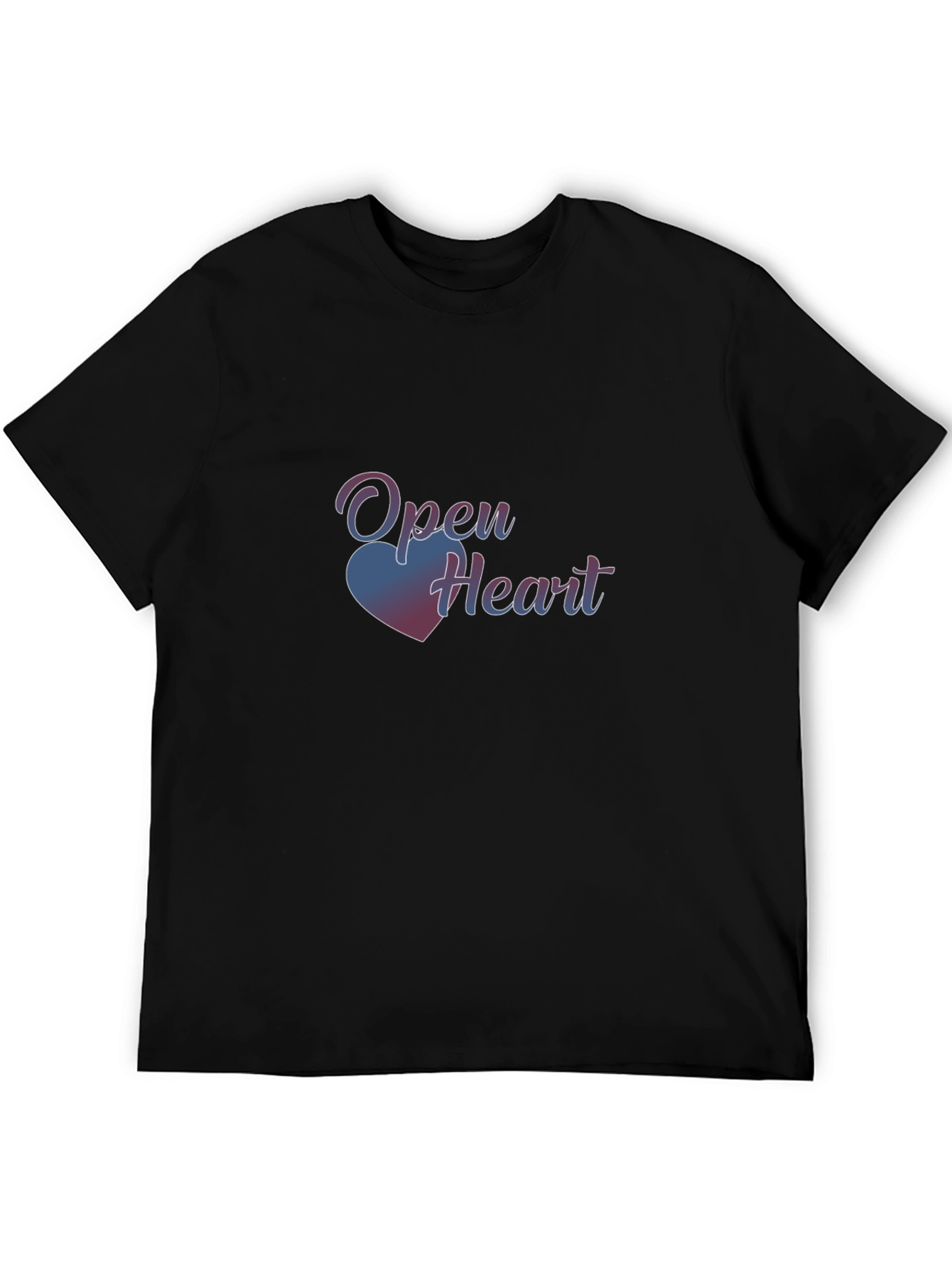 Open Heart Graphic Tee - Black Casual T-Shirt