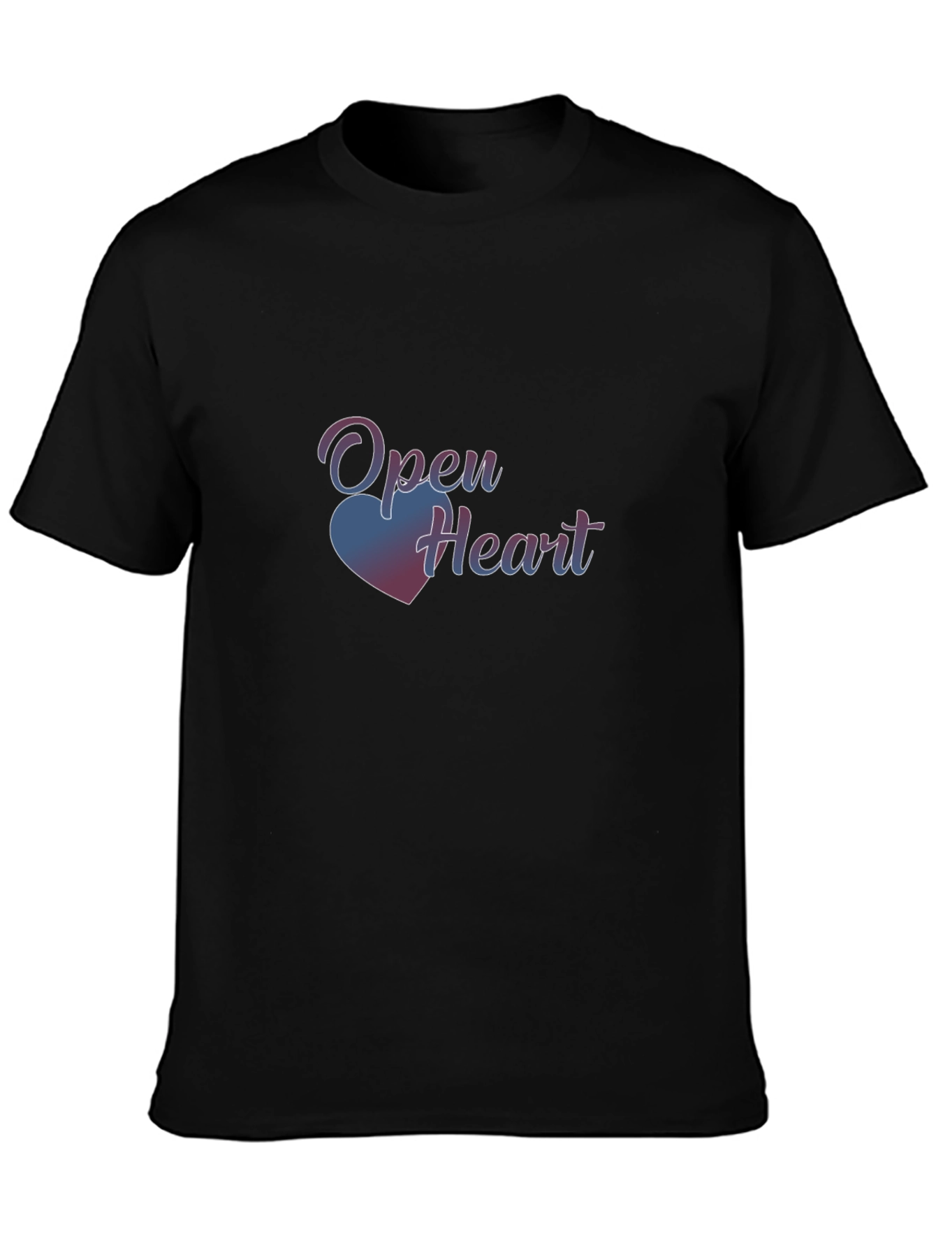Open Heart Graphic Tee - Black Casual T-Shirt