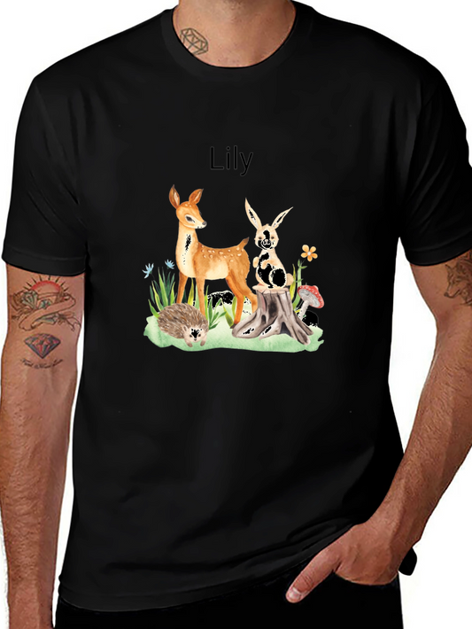 Cute Forest Friends T-Shirt - Deer Rabbit Hedgehog Tee