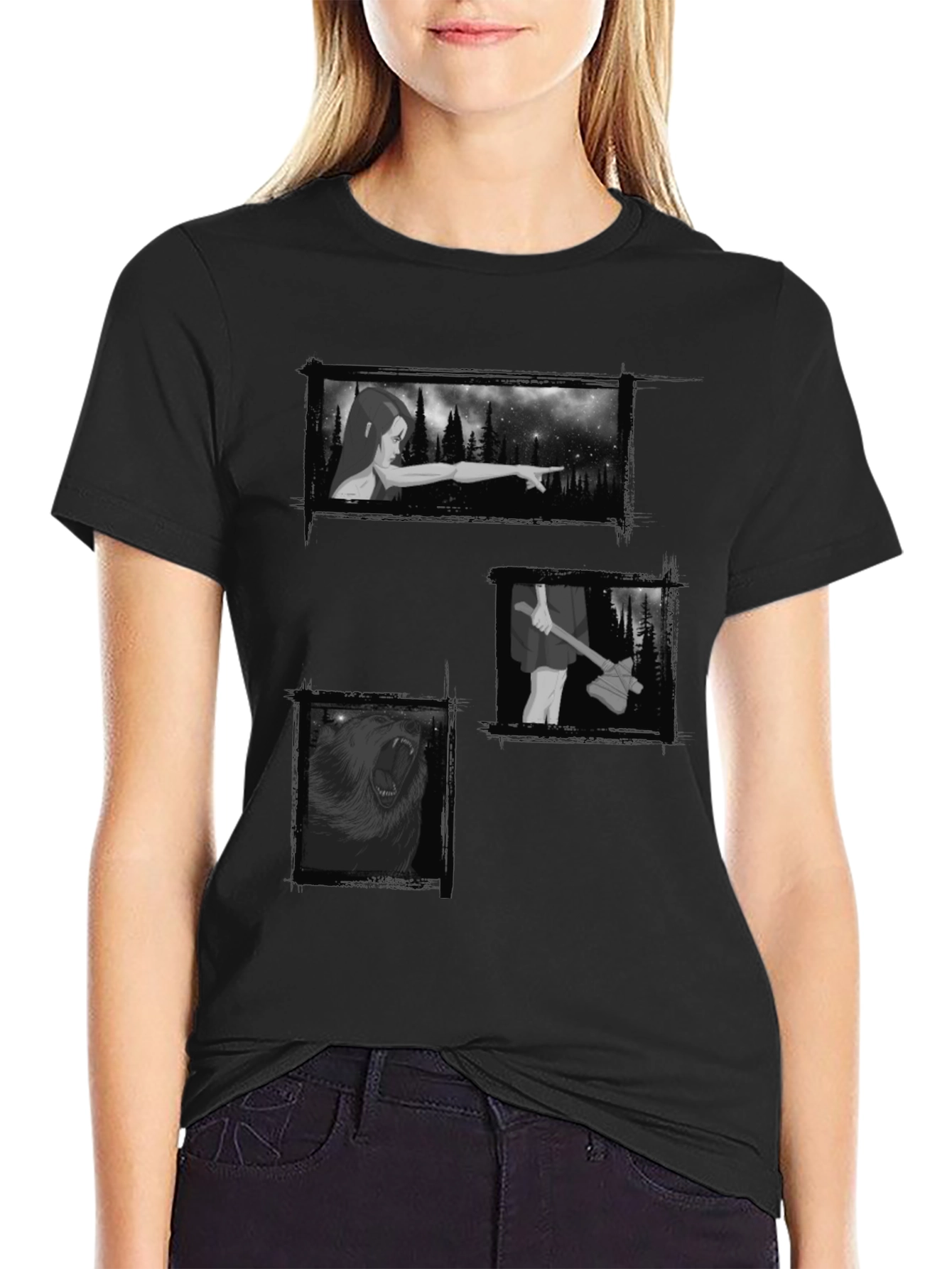 Mystic Black Graphic Tee - Forest Scenes