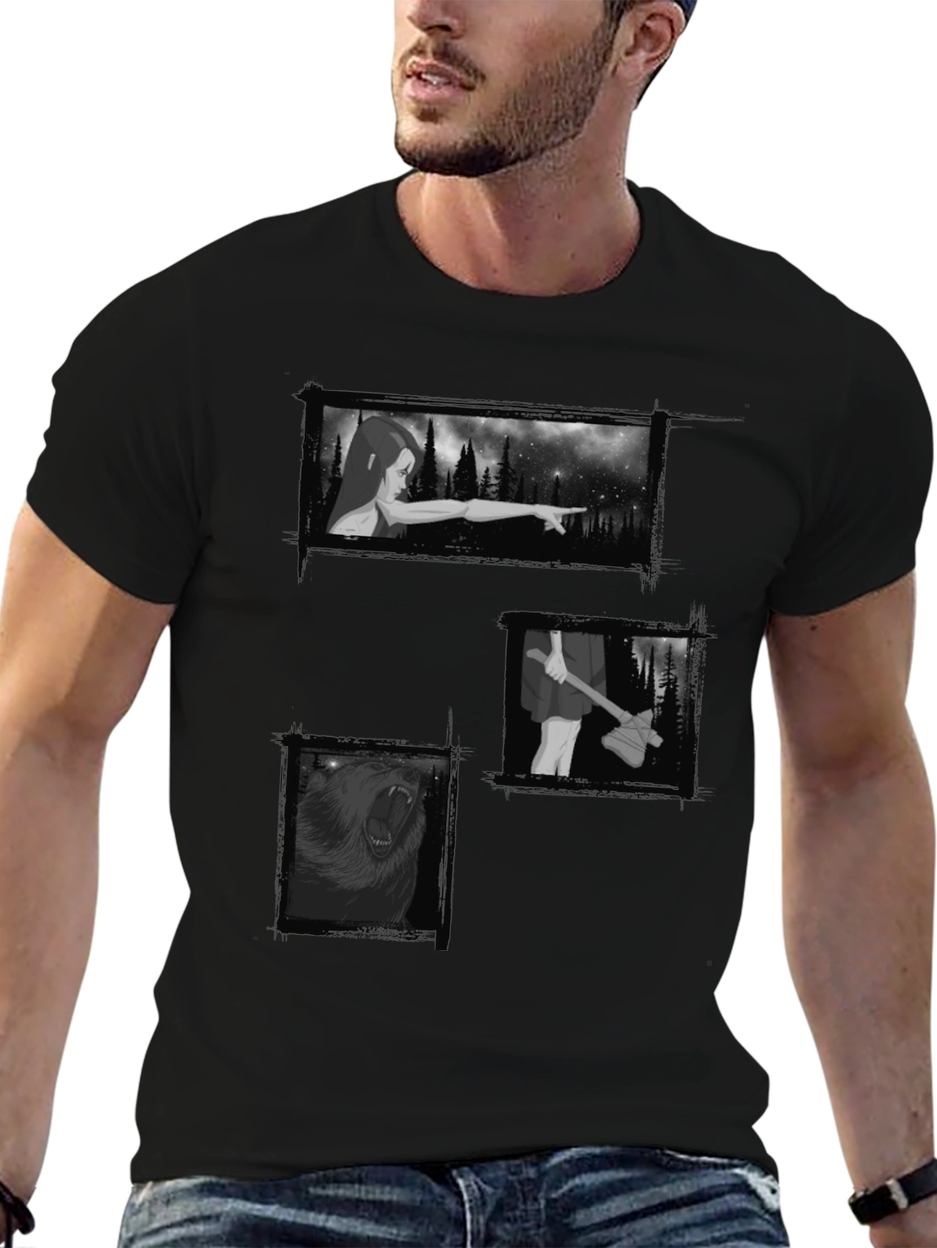 Mystic Black Graphic Tee - Forest Scenes