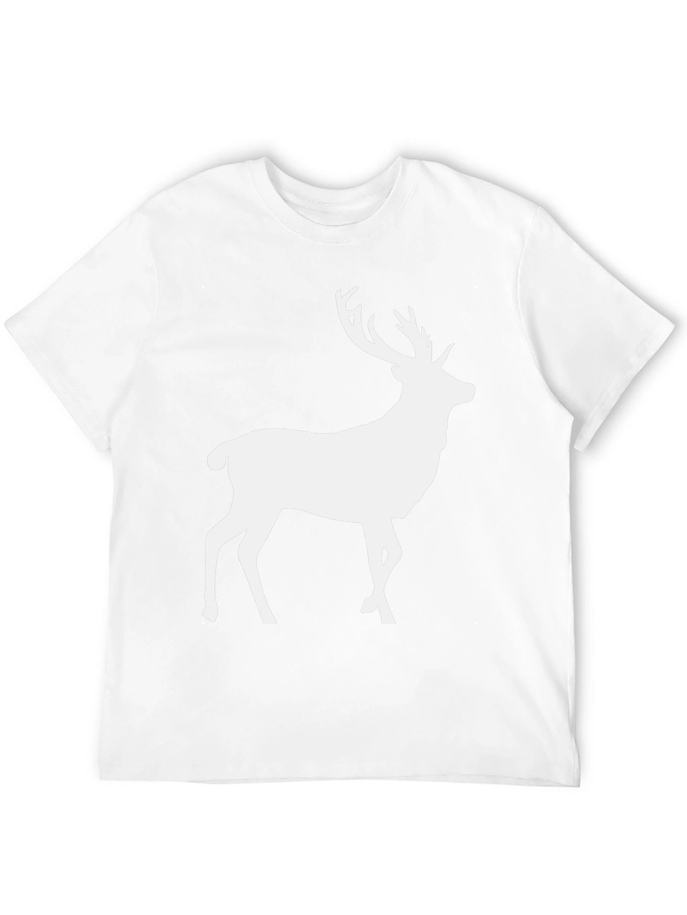 Mens Black T-Shirt with White Deer Graphic