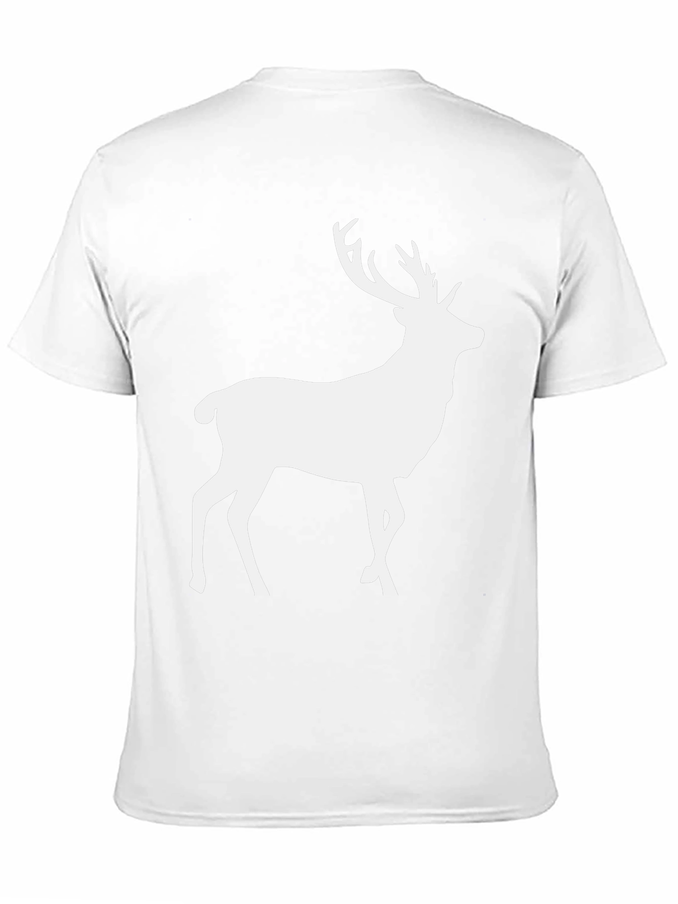 Mens Black T-Shirt with White Deer Graphic