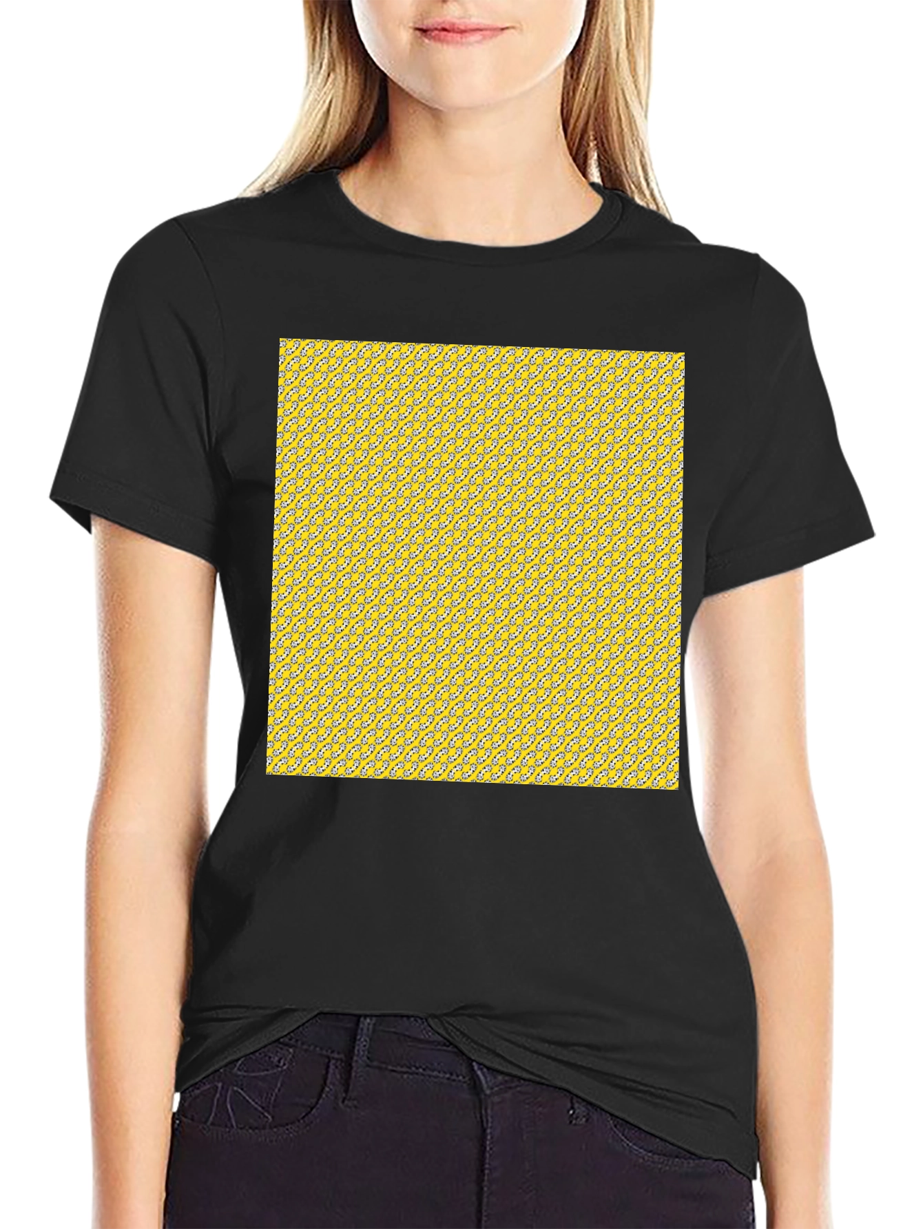 Patterned Yellow Graphic Tee - Mens Casual