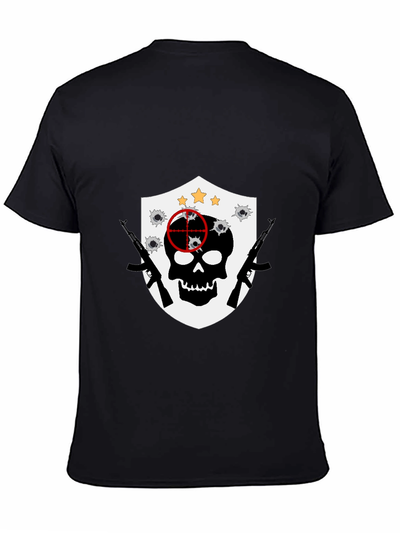 Skull Target Shield Graphic T-Shirt - Black