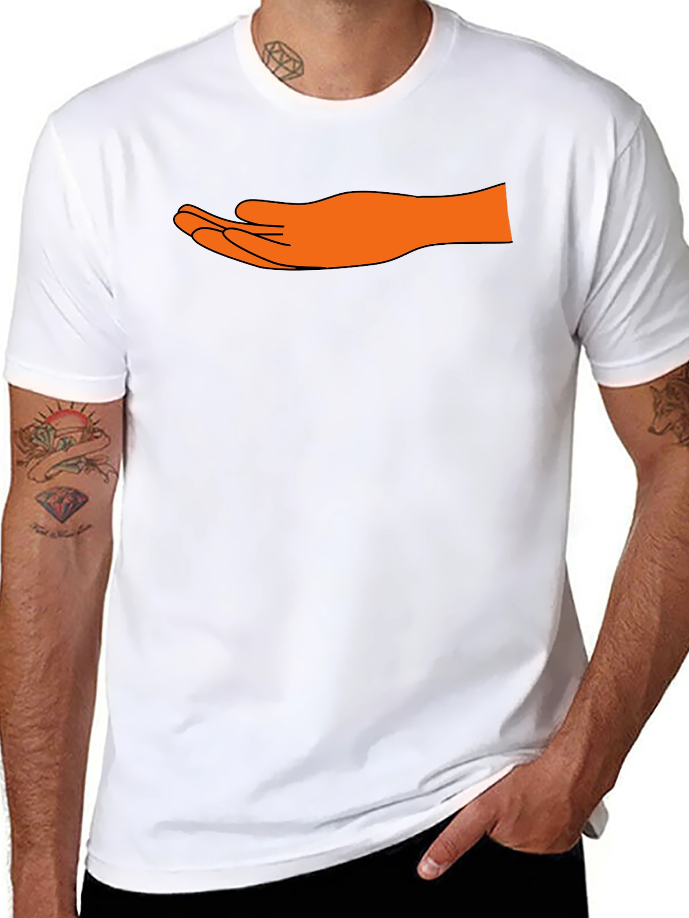 Open Hand Graphic Tee - Trendy Black T-Shirt