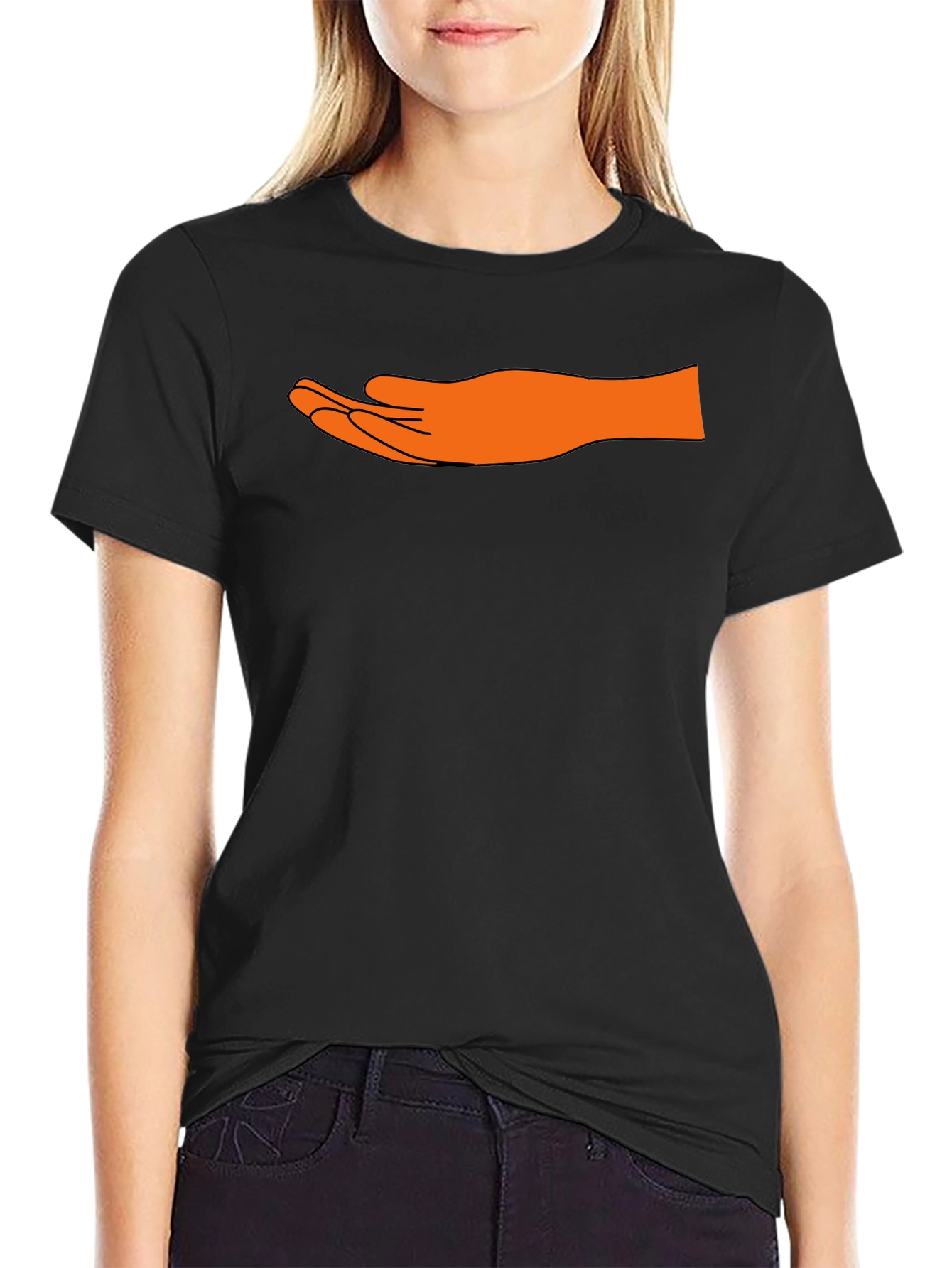 Open Hand Graphic Tee - Trendy Black T-Shirt