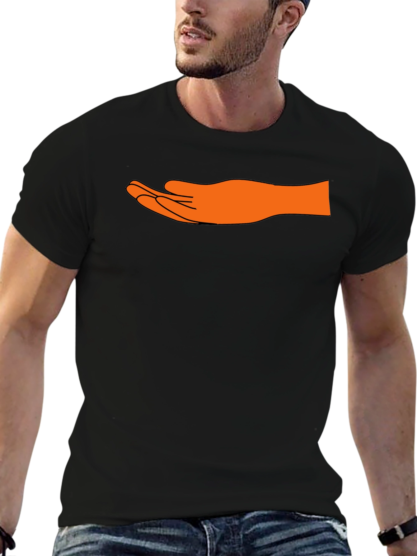 Open Hand Graphic Tee - Trendy Black T-Shirt