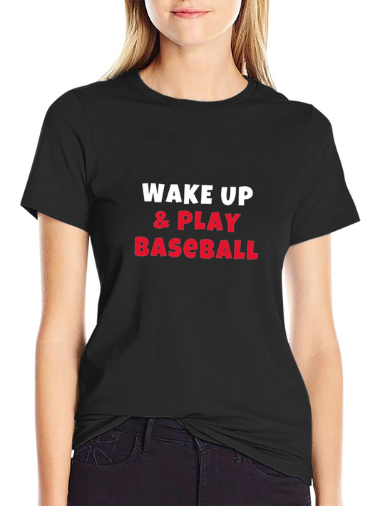 Wake Up & Play Baseball Graphic Tee -  Black T-Shirt