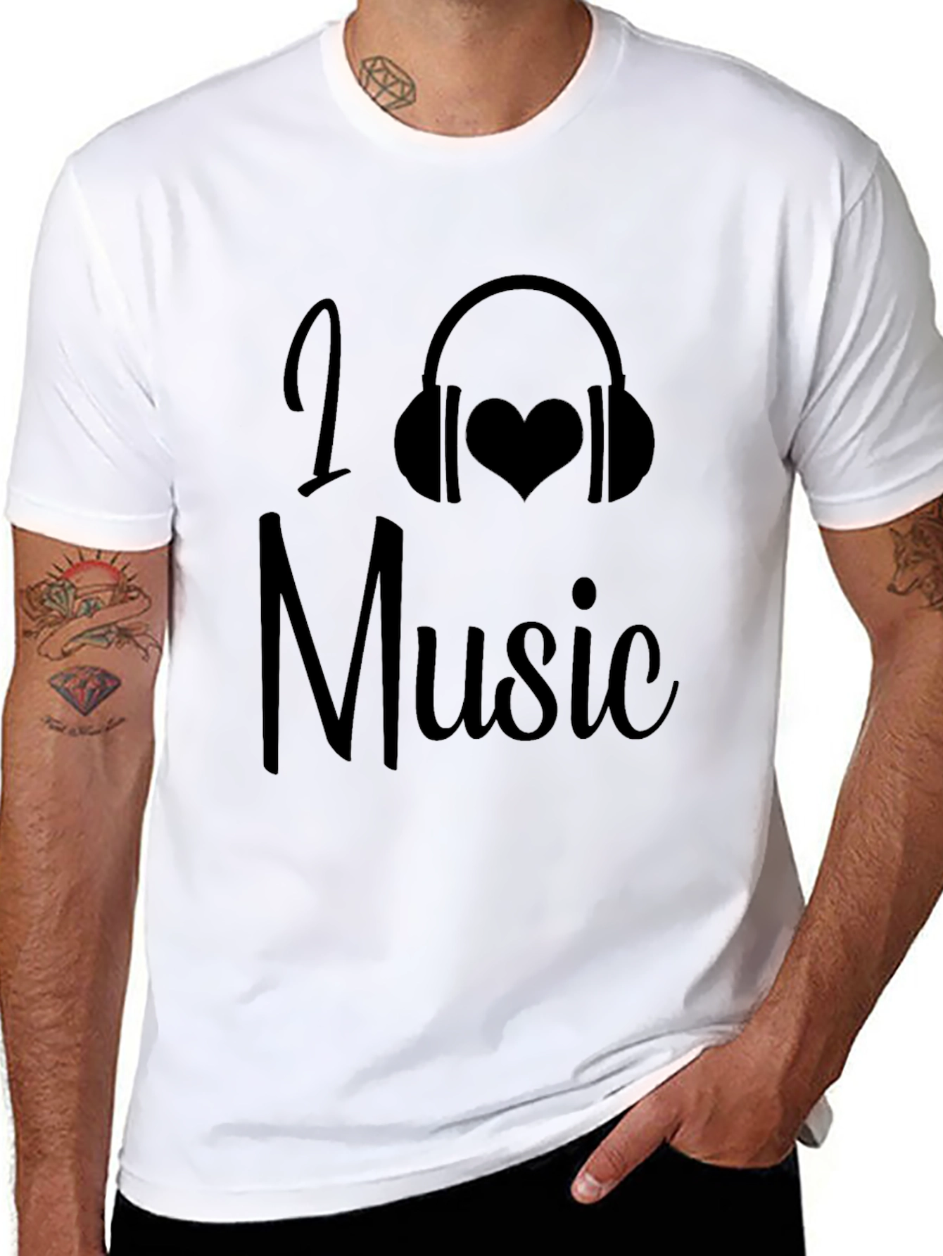 I Love Music Graphic Tee - Black