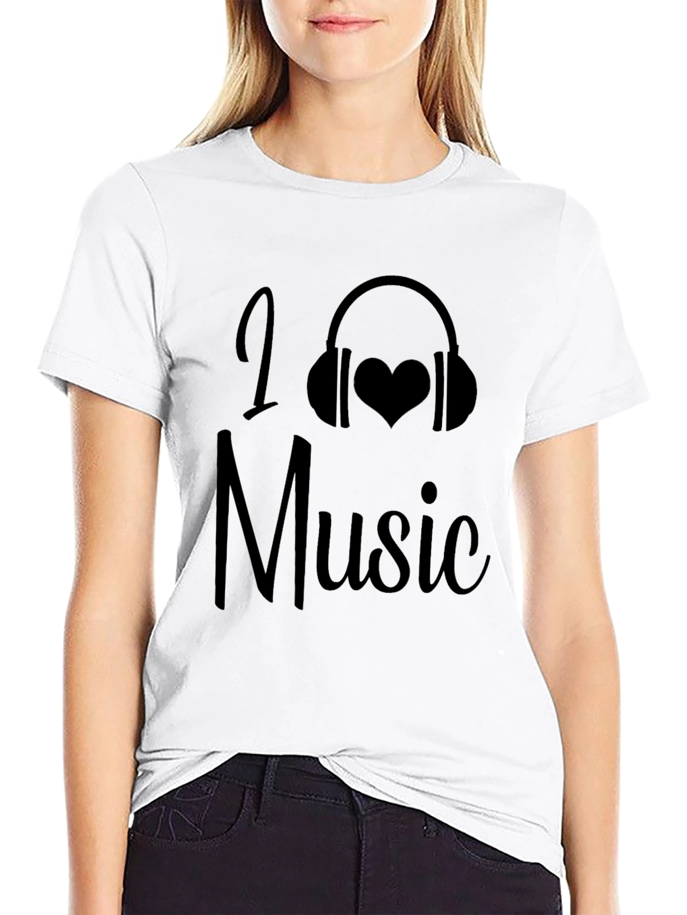 I Love Music Graphic Tee - Black