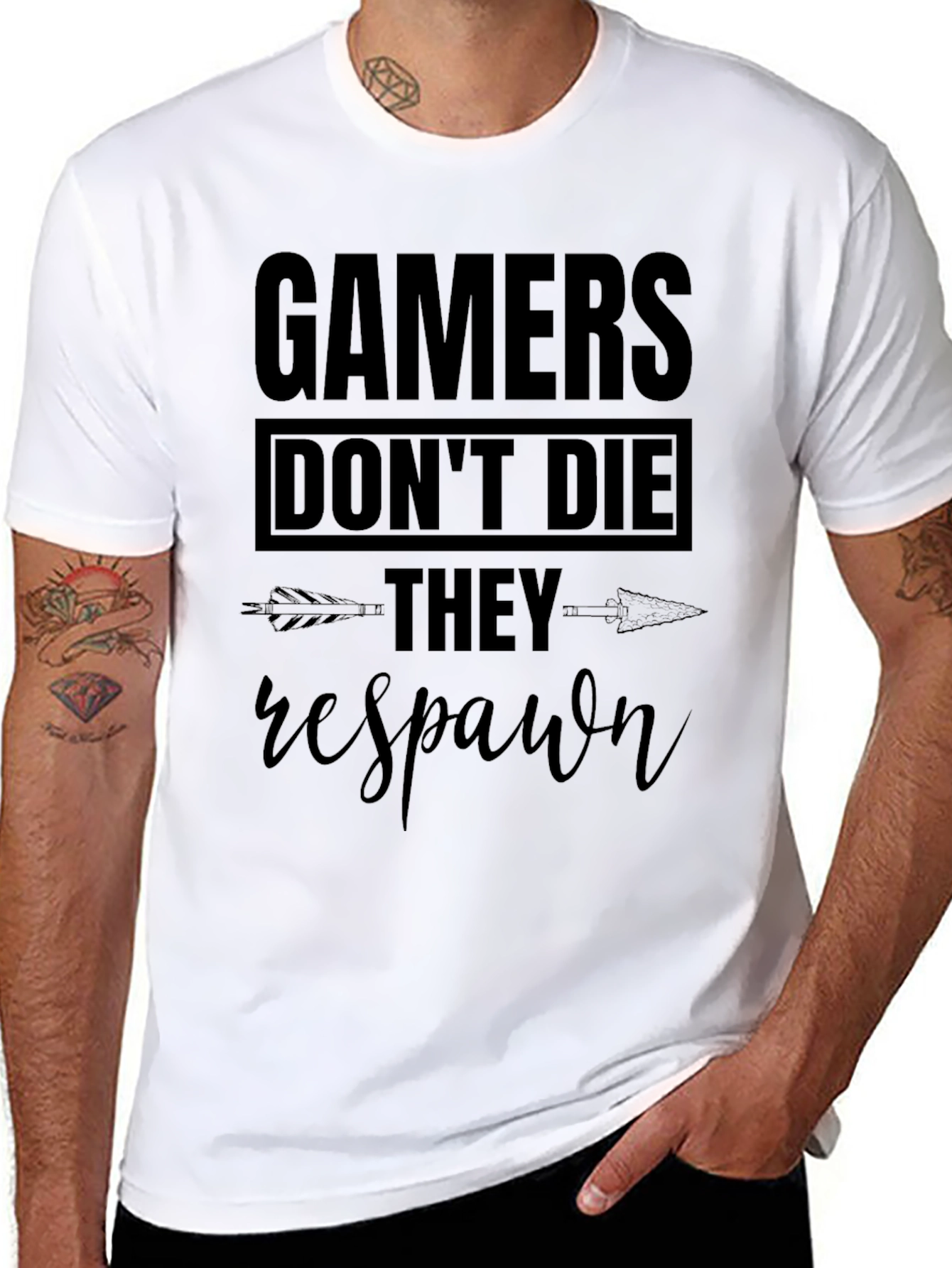 Gamers Dont Die They Respawn T-Shirt - Black