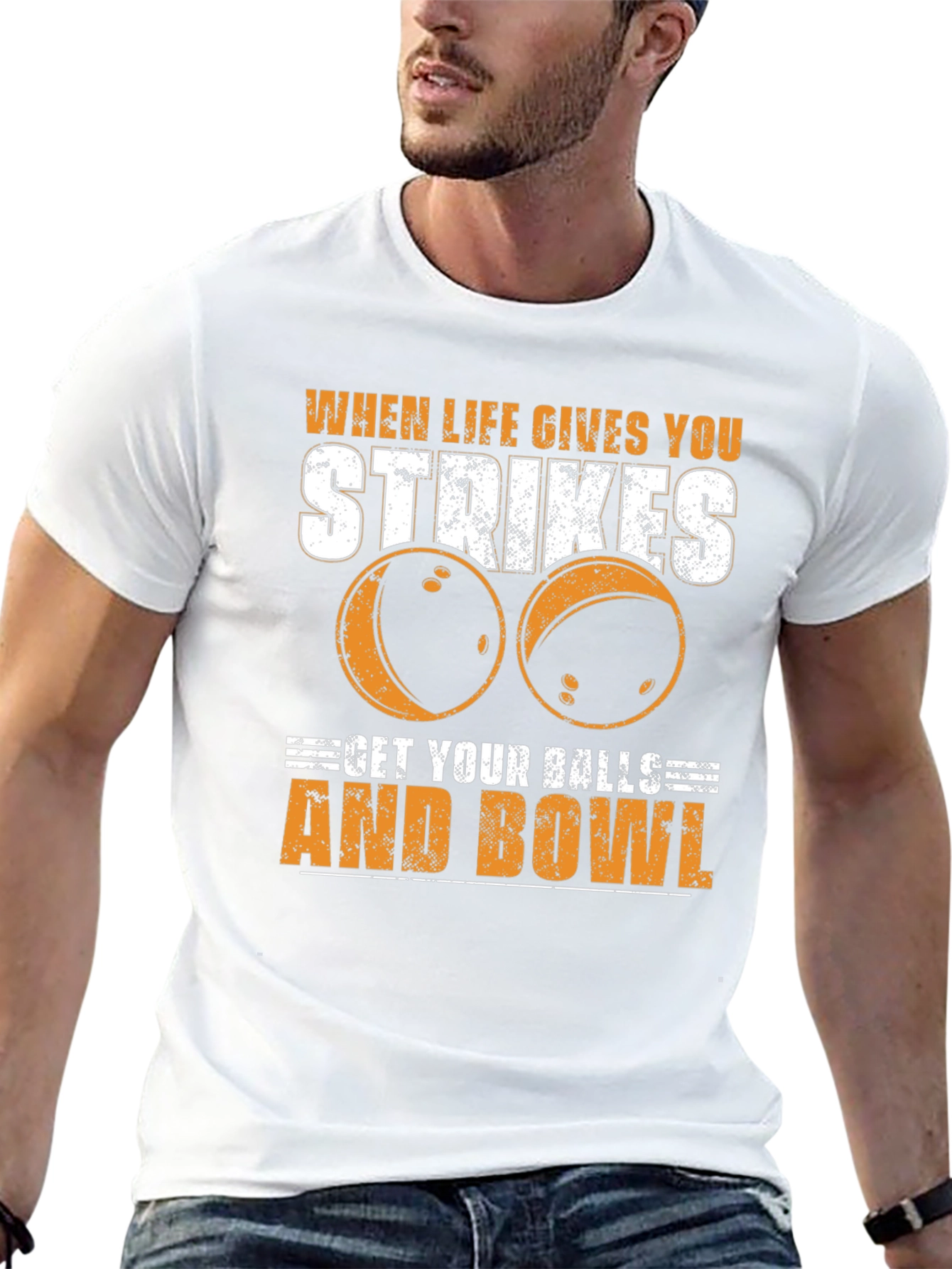 Bowling Strikes T-Shirt - Get Your Balls and Bowl
