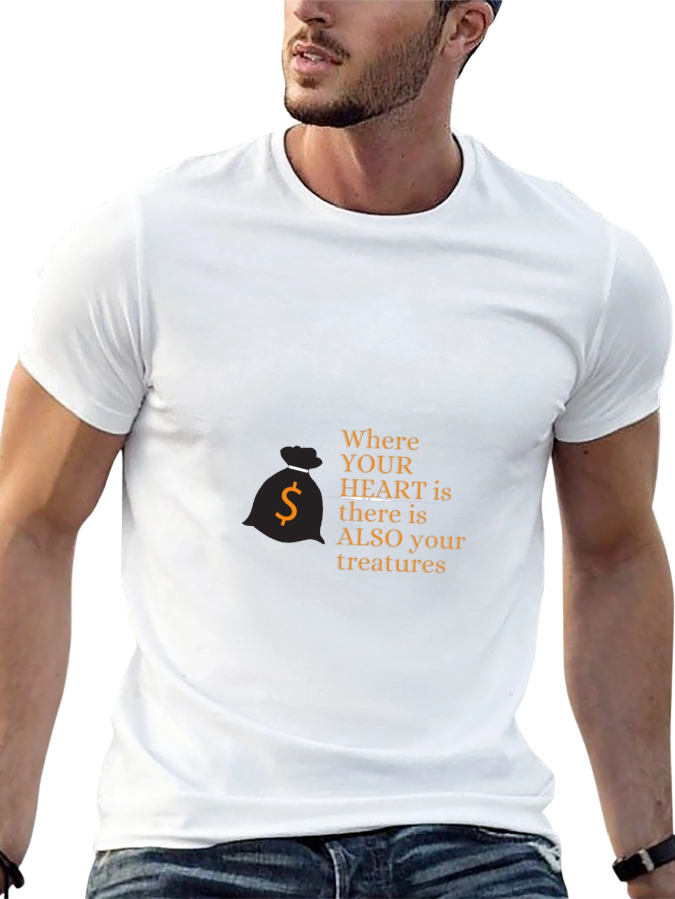 Mens Black Graphic Tee: Where Your Heart Is