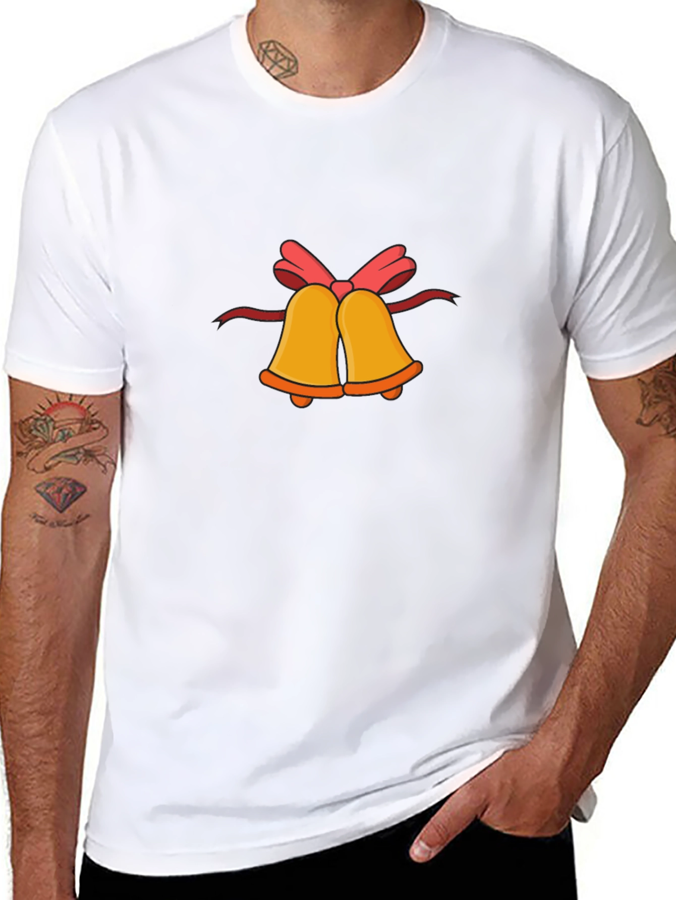 Festive Bells Graphic Tee - Black Cotton Comfort
