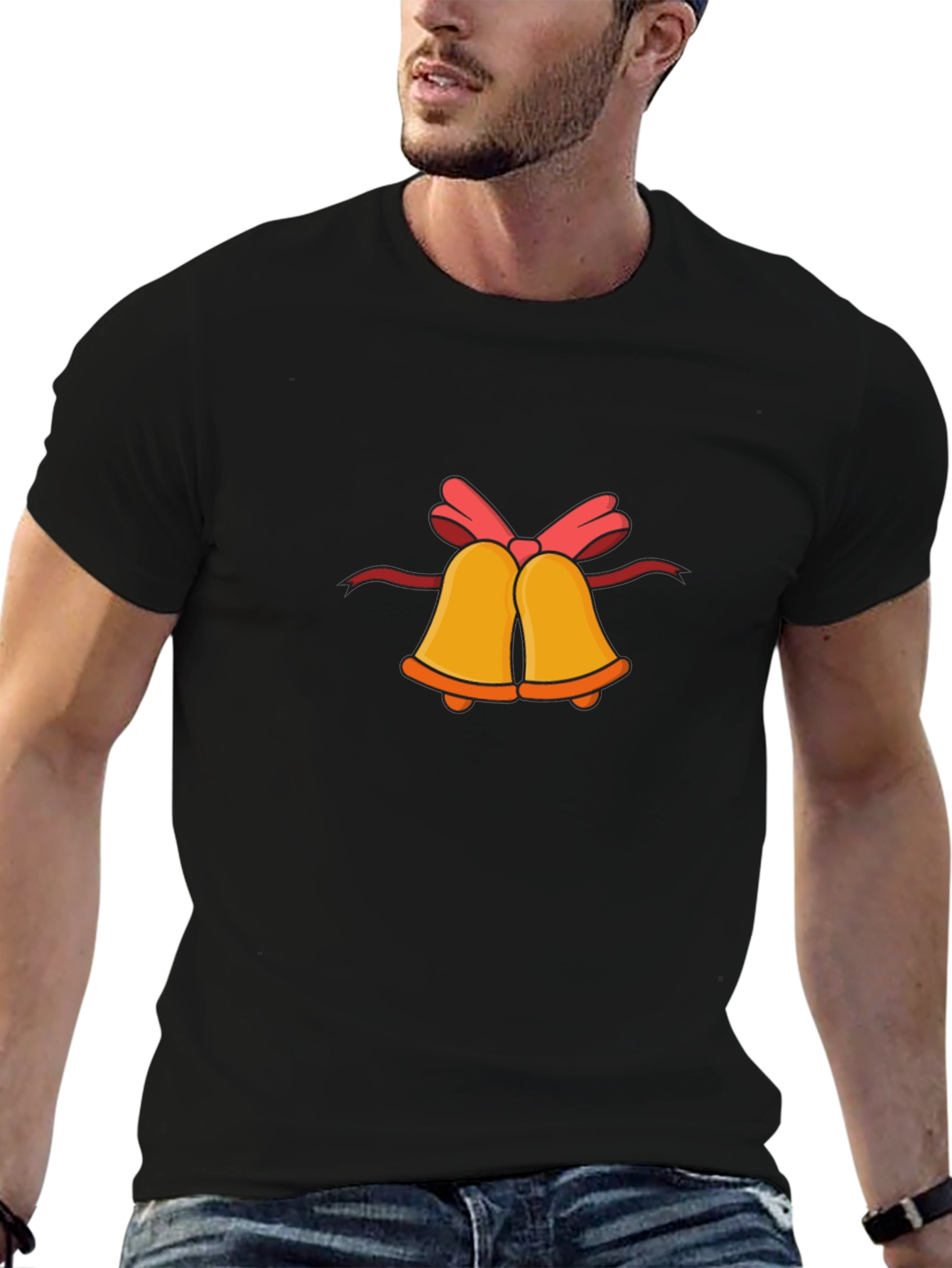 Festive Bells Graphic Tee - Black Cotton Comfort