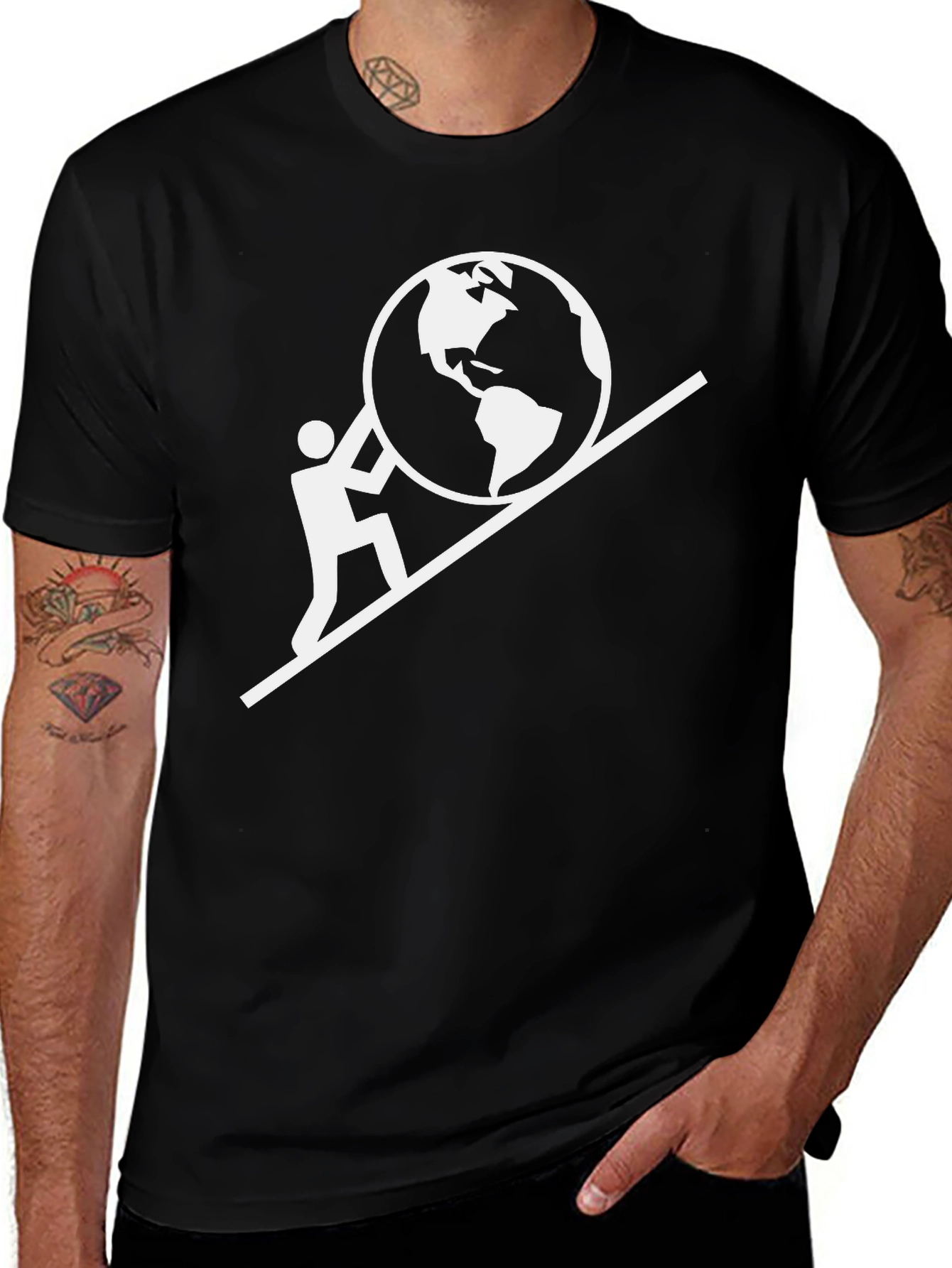 Mans World On His Shoulders Graphic T-Shirt