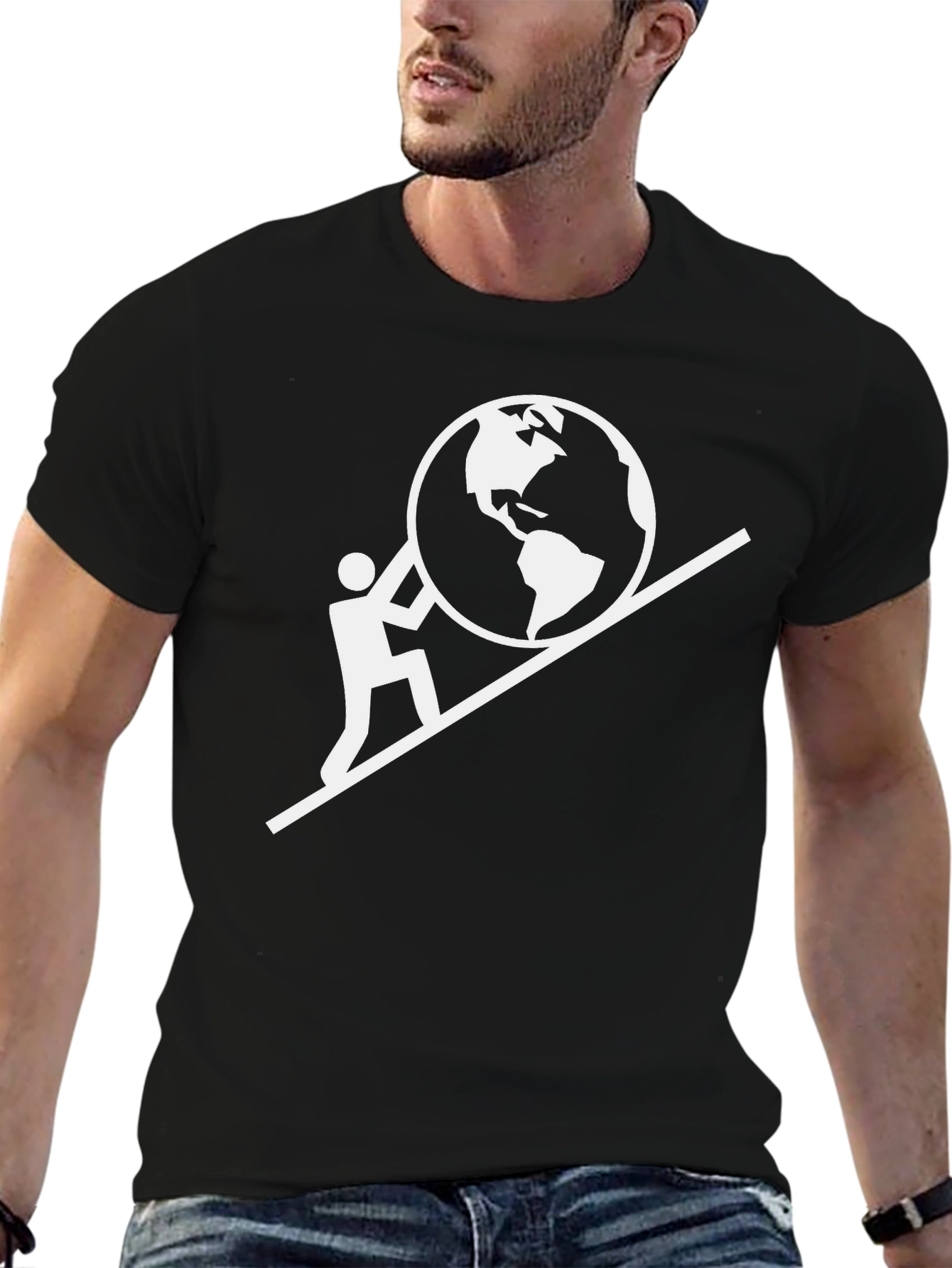 Mans World On His Shoulders Graphic T-Shirt