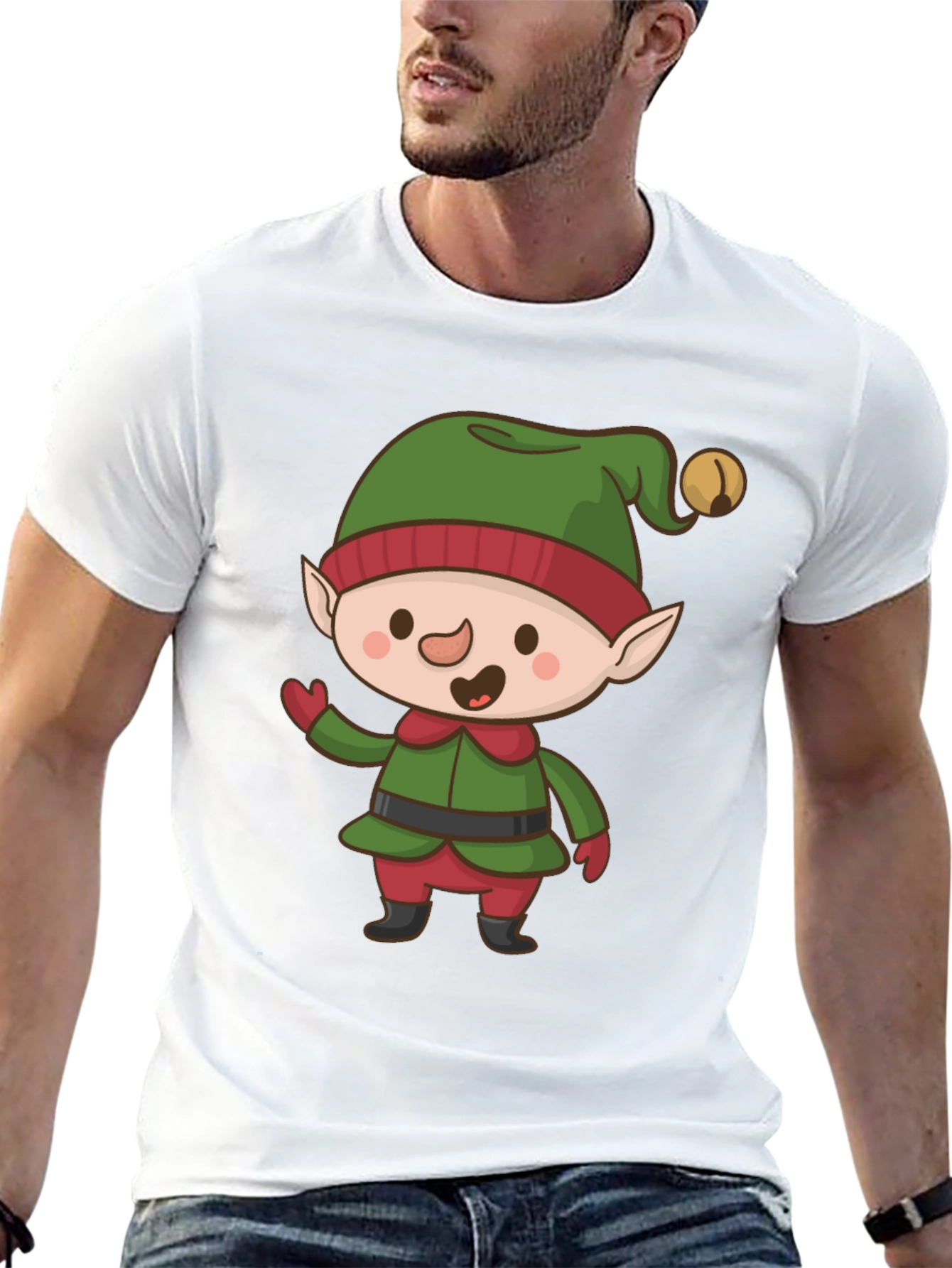 Festive Elf Graphic Tee - Holiday Cheer!