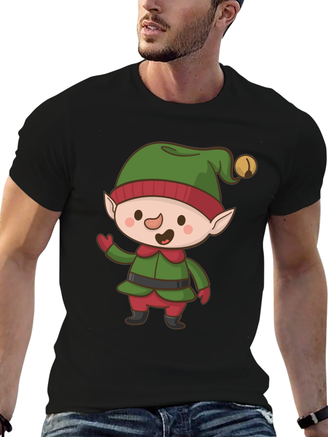Festive Elf Graphic Tee - Holiday Cheer!