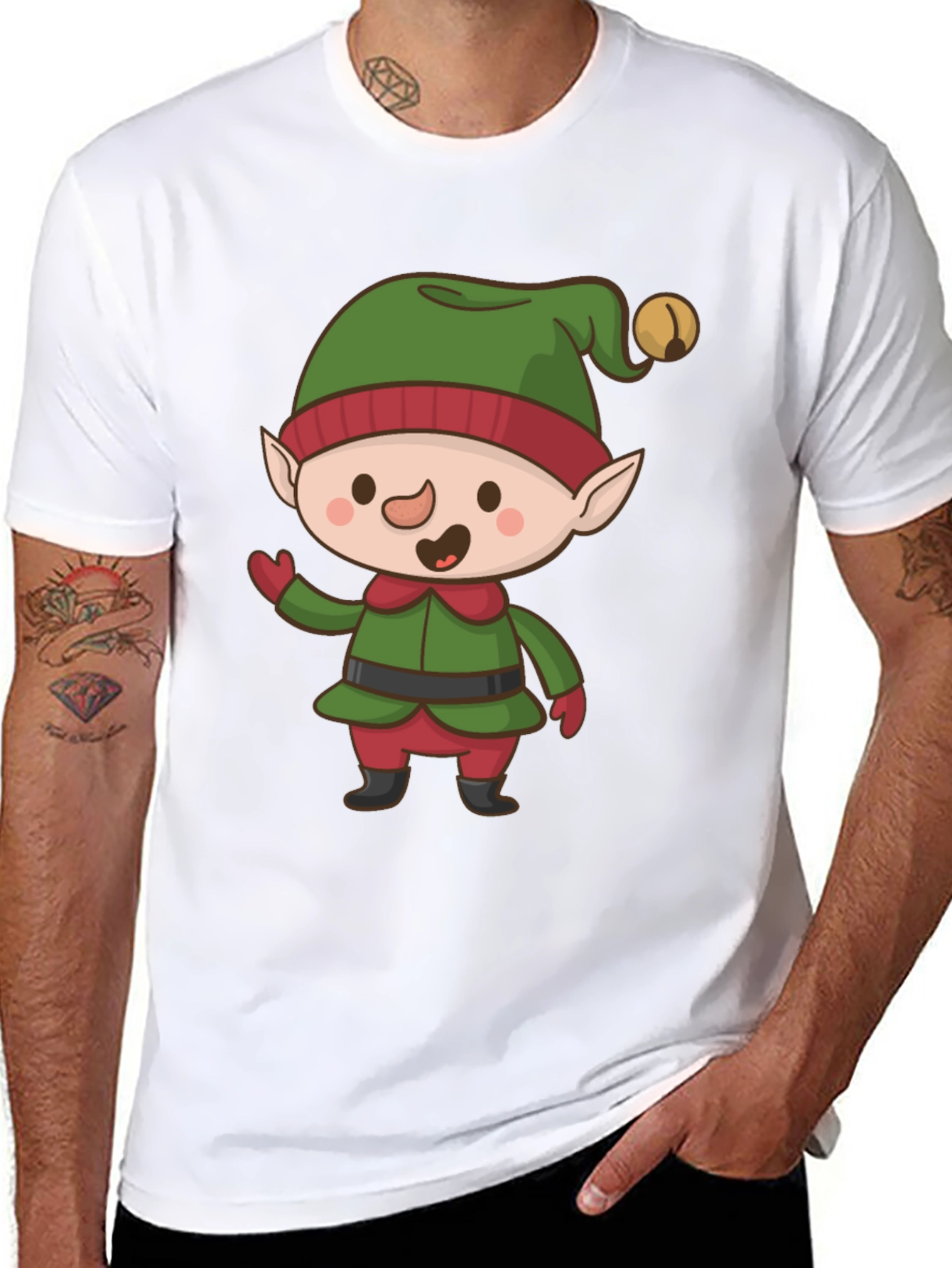 Festive Elf Graphic Tee - Holiday Cheer!