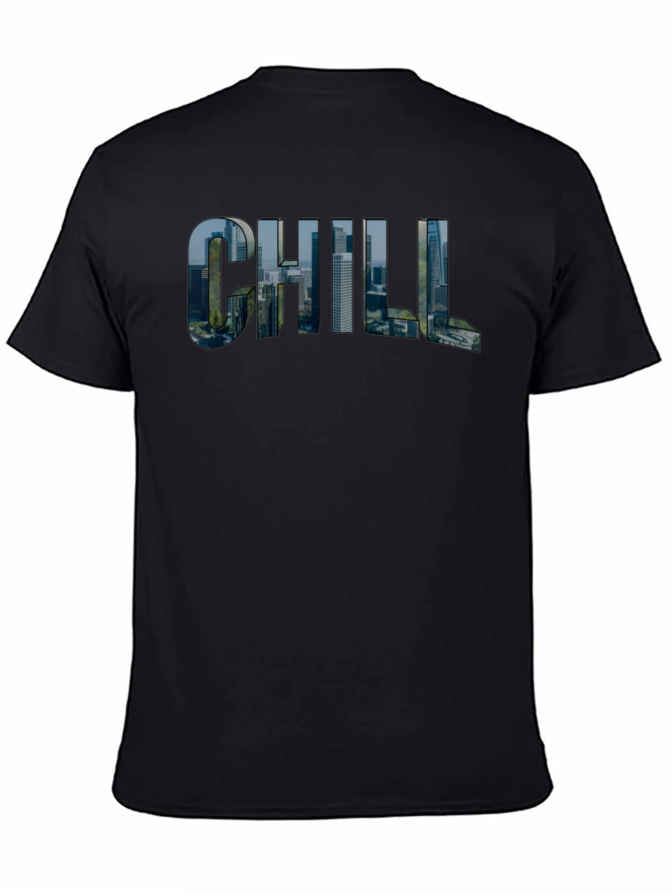 Chill Cityscape Graphic Tee - Black Cotton T-Shirt