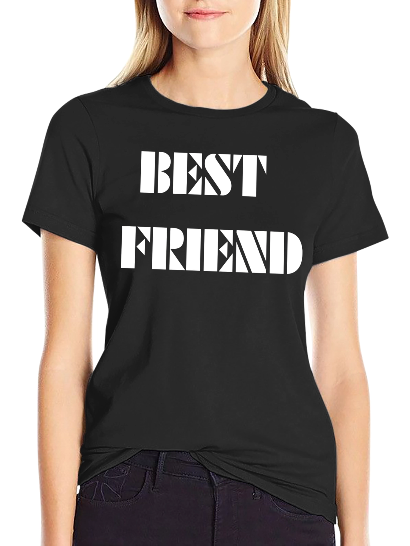 Best Friend Graphic Tee - Black Cotton T-Shirt