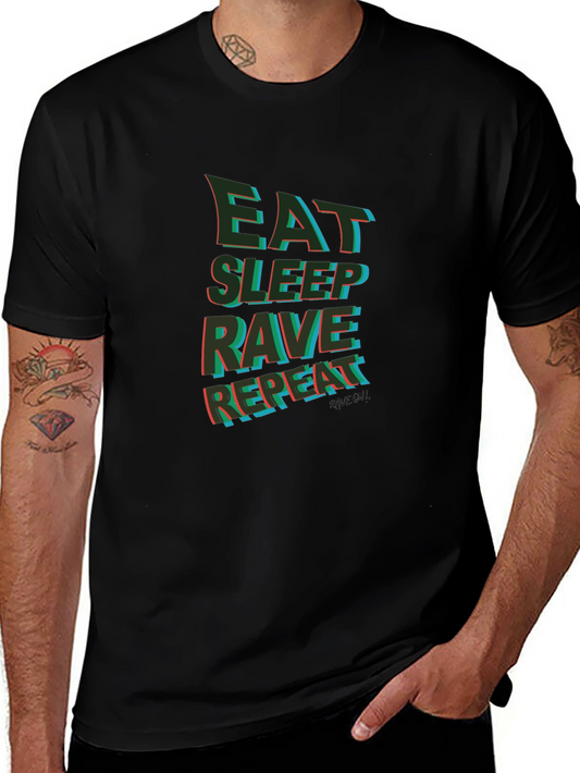 Eat Sleep Rave Repeat Graphic Tee - Black