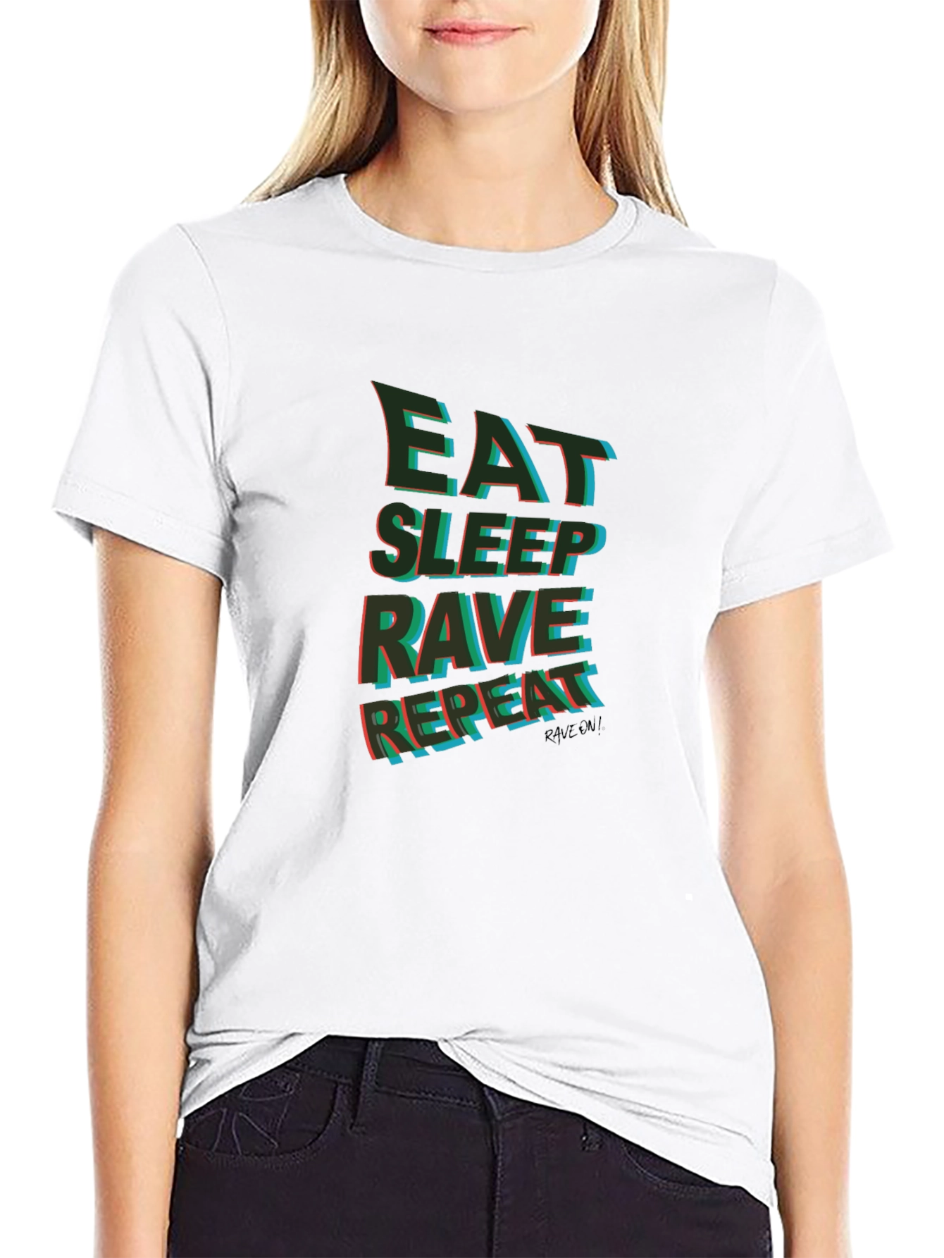 Eat Sleep Rave Repeat Graphic Tee - Black