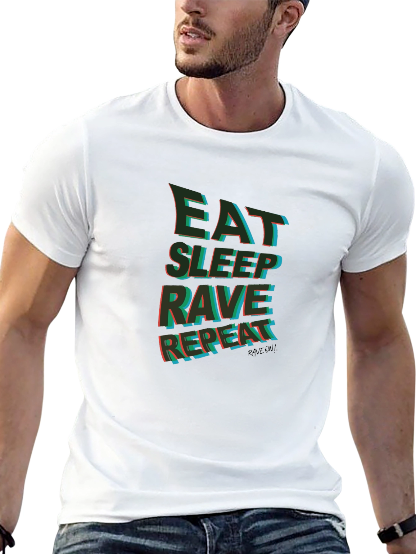 Eat Sleep Rave Repeat Graphic Tee - Black