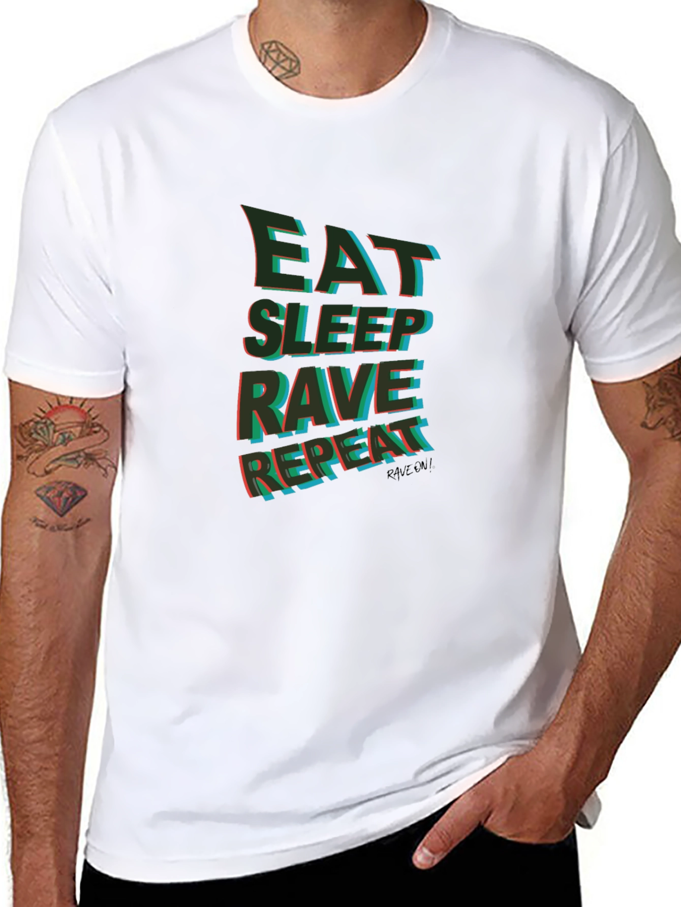 Eat Sleep Rave Repeat Graphic Tee - Black